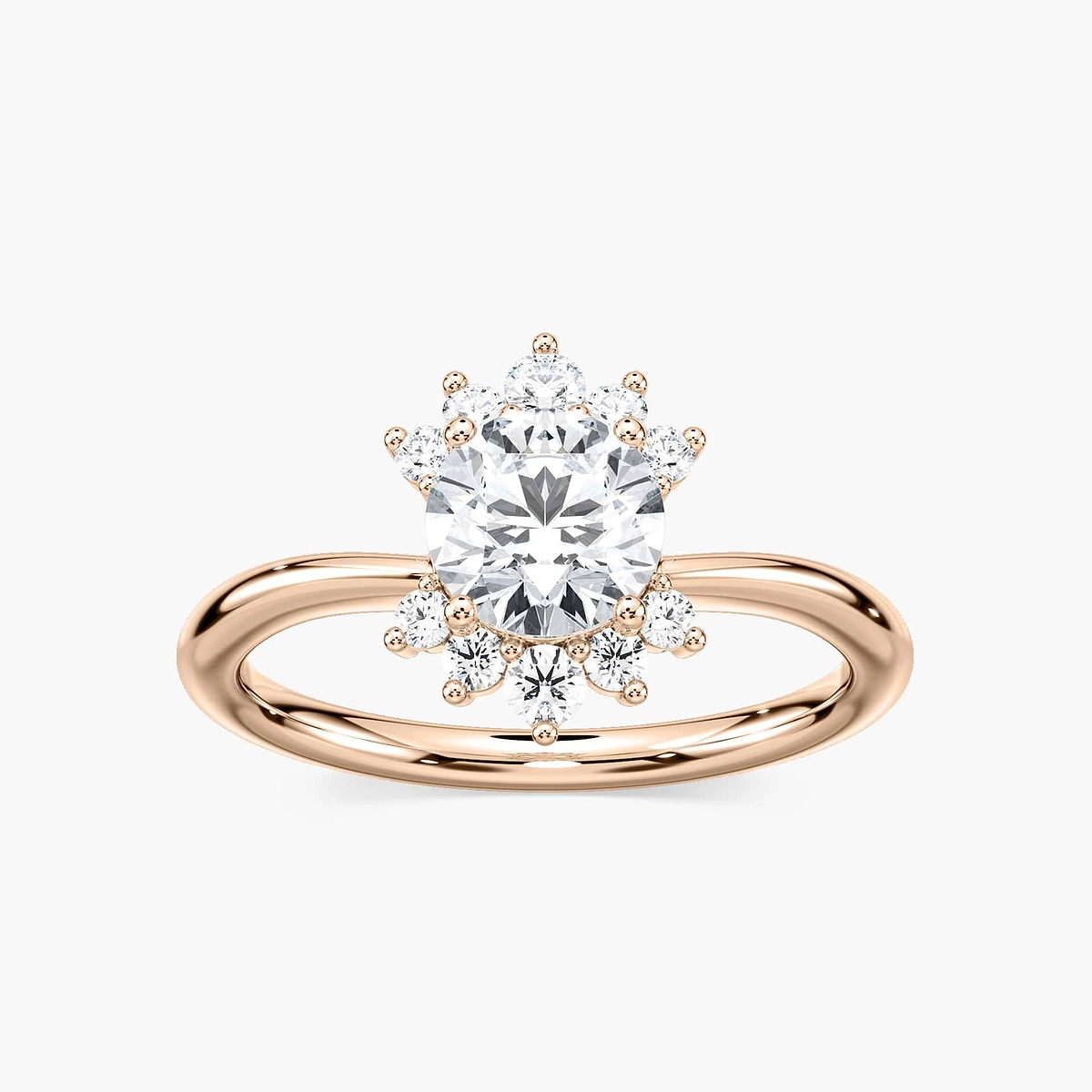 Matilda Round Lab Grown Diamond Starburst Halo Engagement Ring