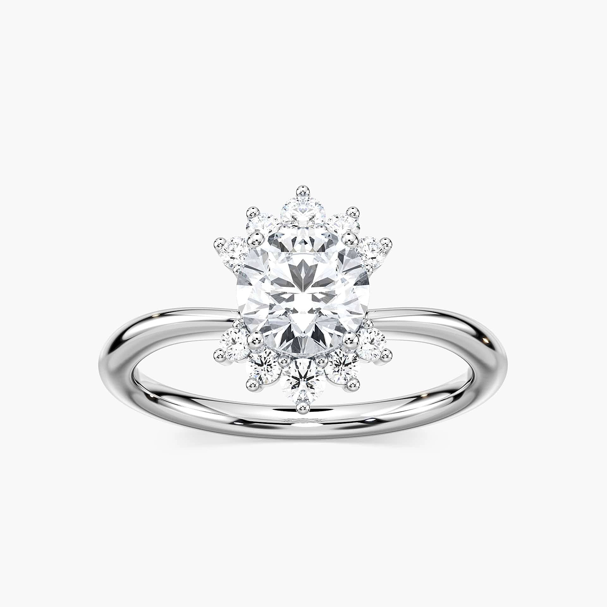 Matilda Round Lab Grown Diamond Starburst Halo Engagement Ring