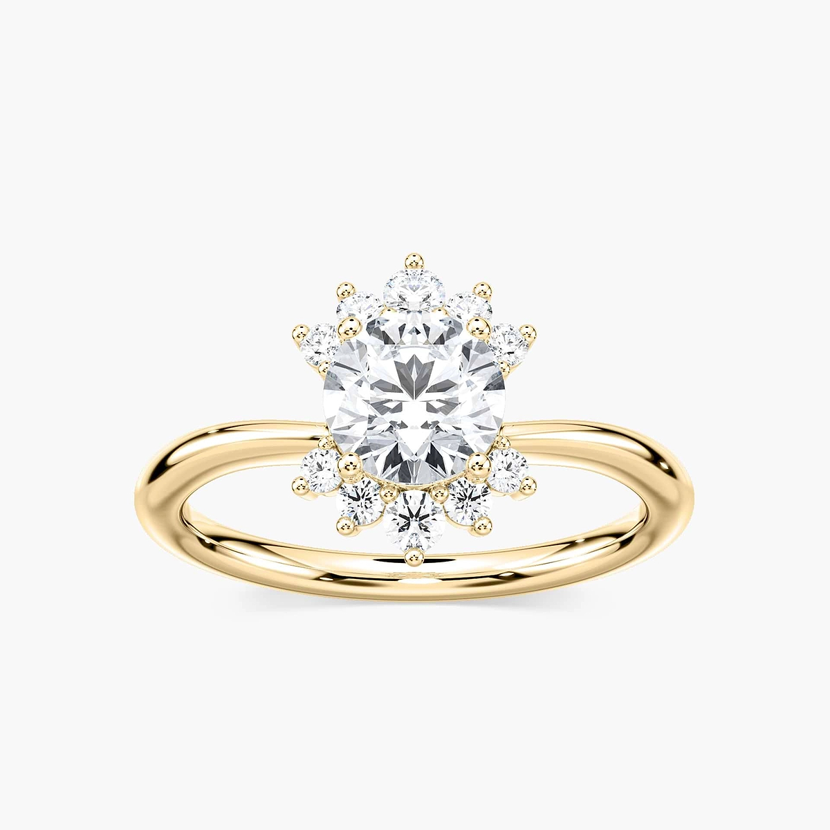 Matilda Round Lab Grown Diamond Starburst Halo Engagement Ring
