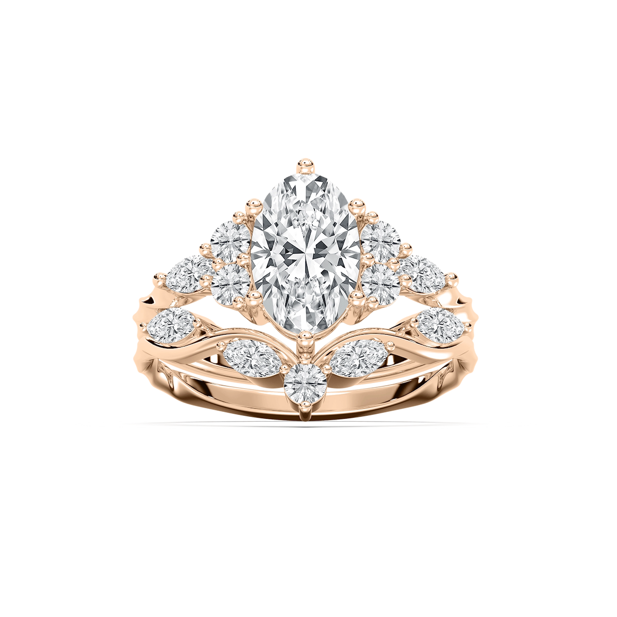 Maura 2 ¼ ctw Oval Lab Grown Diamond Nature Inspired Vine Motif Wedding Set