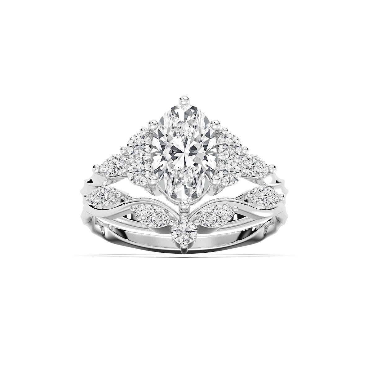 Maura 2 ¼ ctw Oval Lab Grown Diamond Nature Inspired Vine Motif Wedding Set