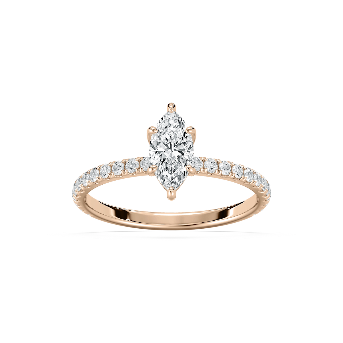Maura 1 ctw Marquise Lab Grown Diamond Petite Six Prong Side Stone Engagement Ring