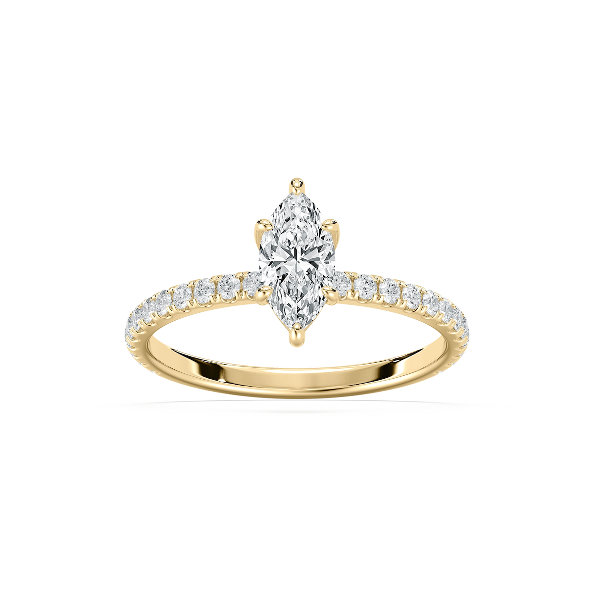 Maura 1 ctw Marquise Lab Grown Diamond Petite Six Prong Side Stone Engagement Ring