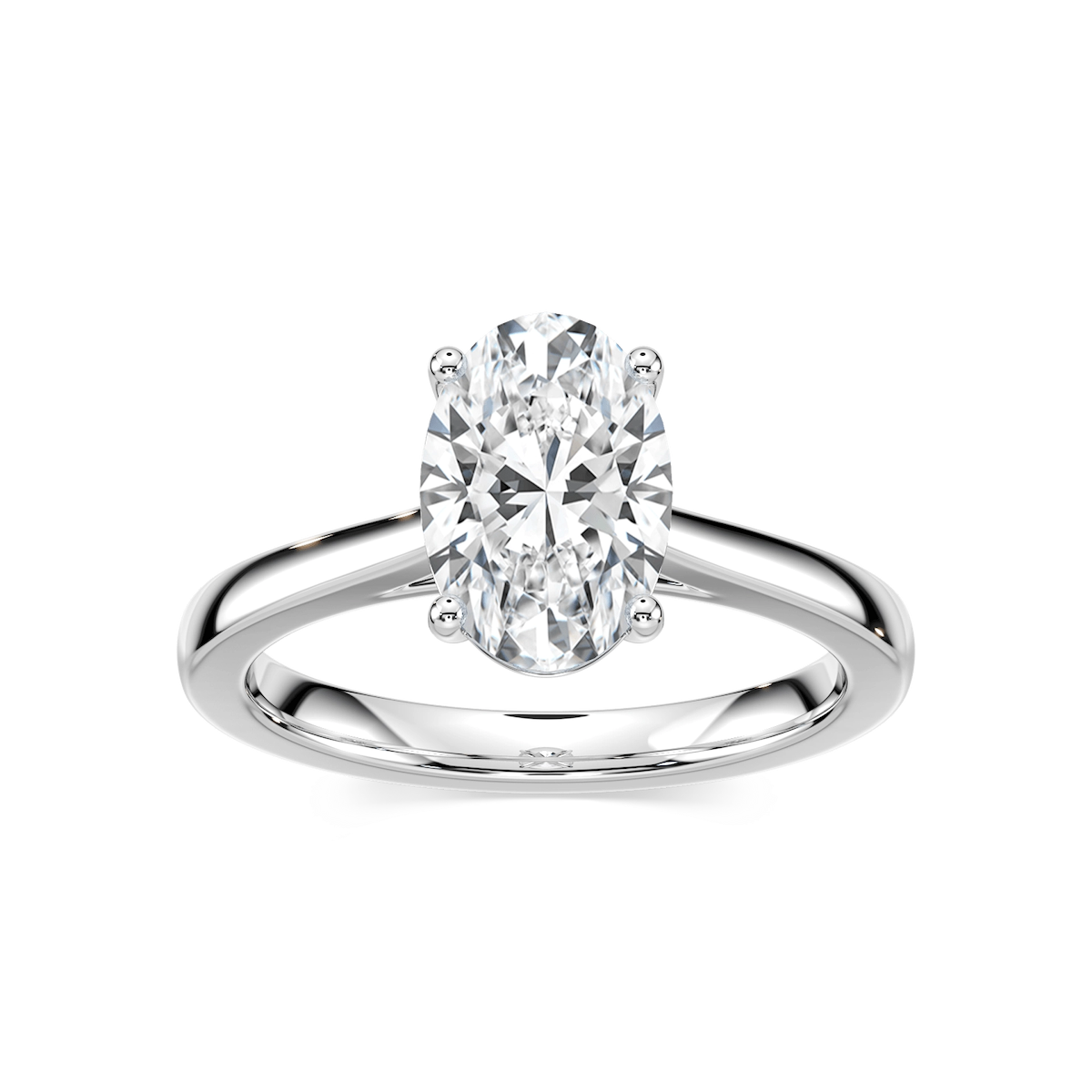 Camila Oval Lab Grown Diamond Cathedral Hidden Halo Engagement Ring