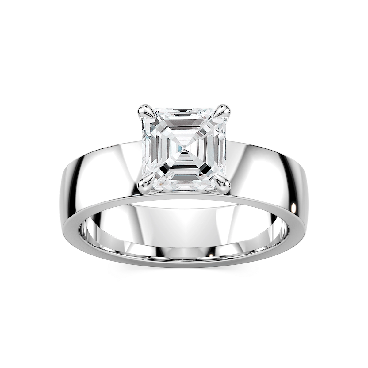 Maya Asscher Lab Grown Diamond 5mm Cigar Band Solitaire Engagement Ring