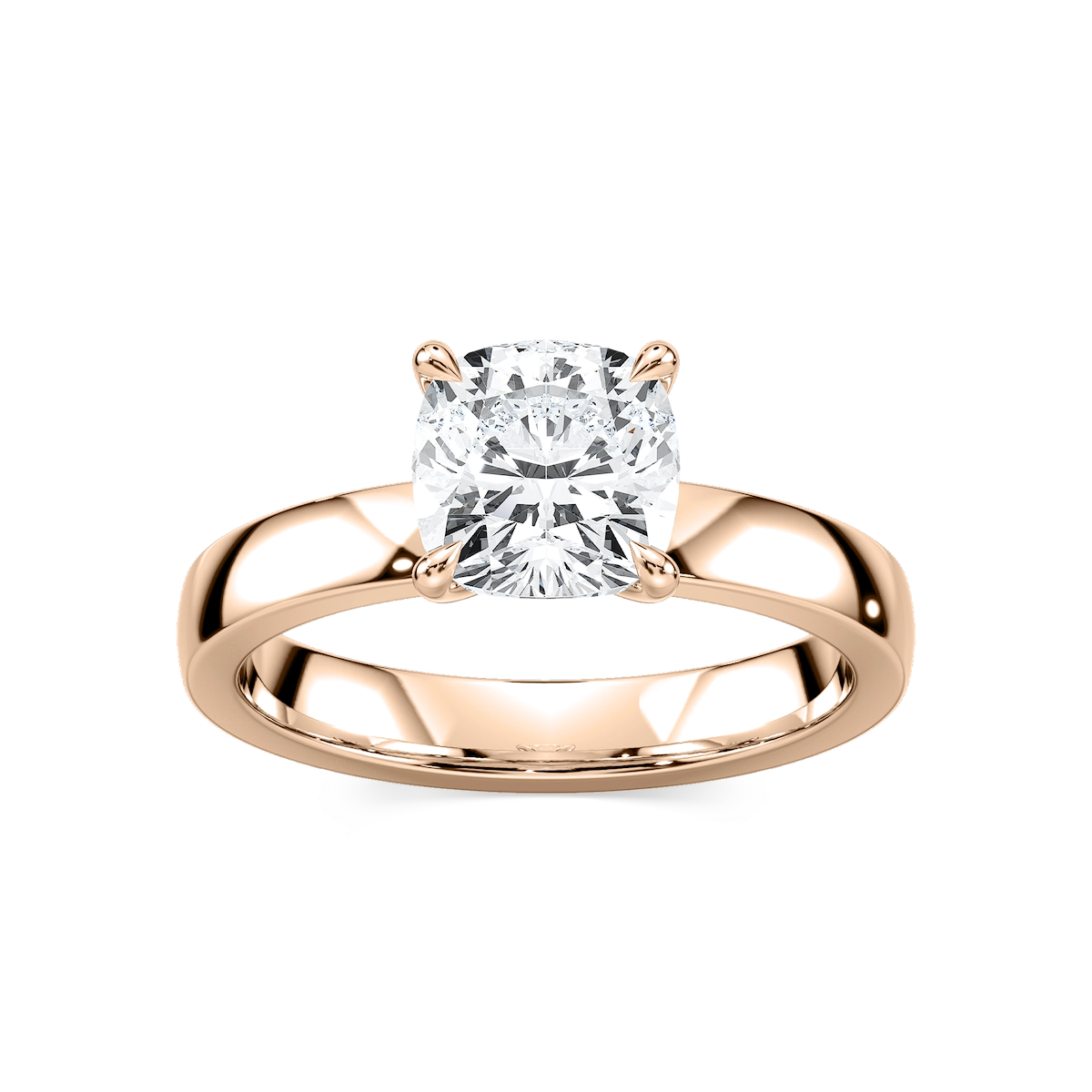 Maya Cushion Lab Grown Diamond 3mm Cigar Band Solitaire Engagement Ring