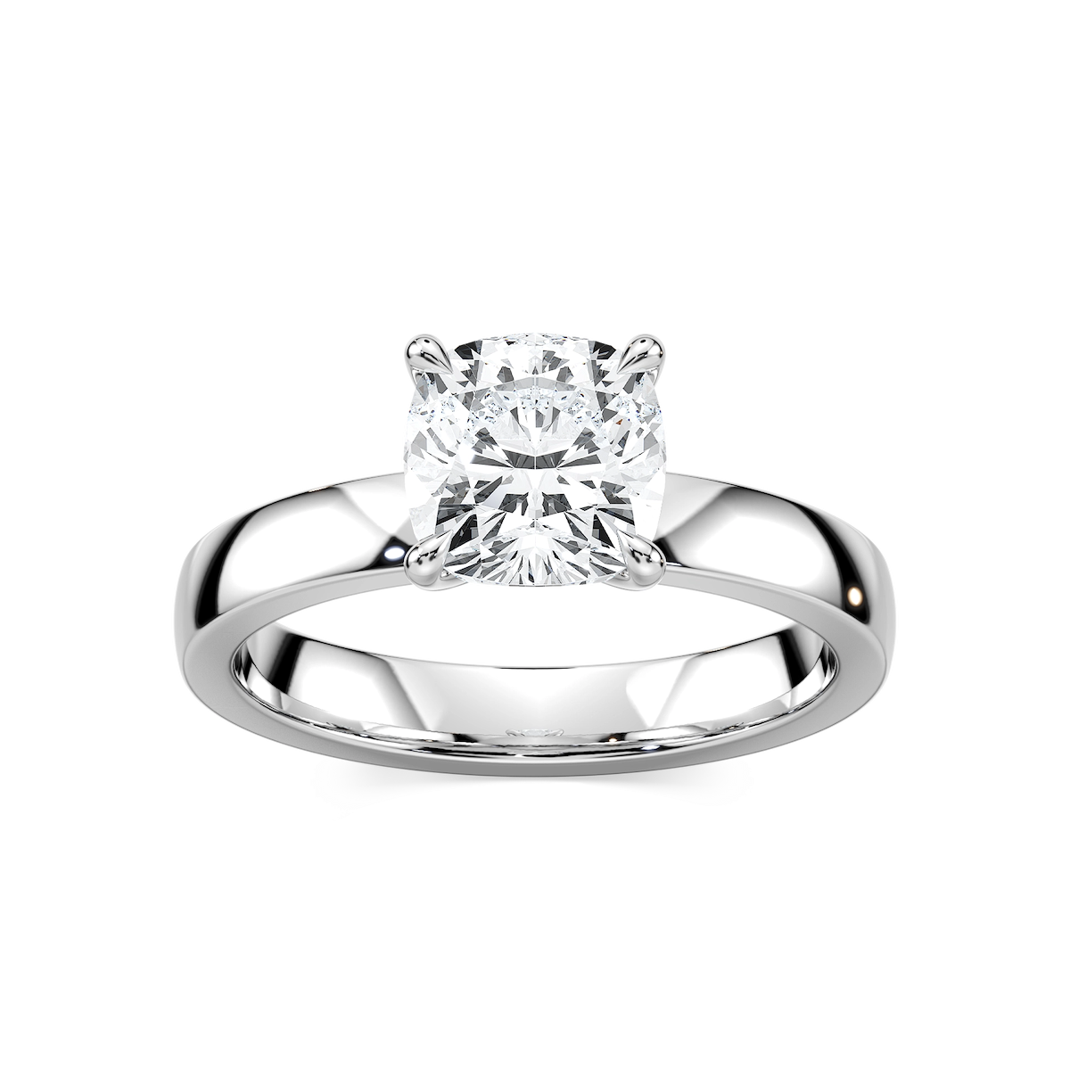 Maya Cushion Lab Grown Diamond 3mm Cigar Band Solitaire Engagement Ring