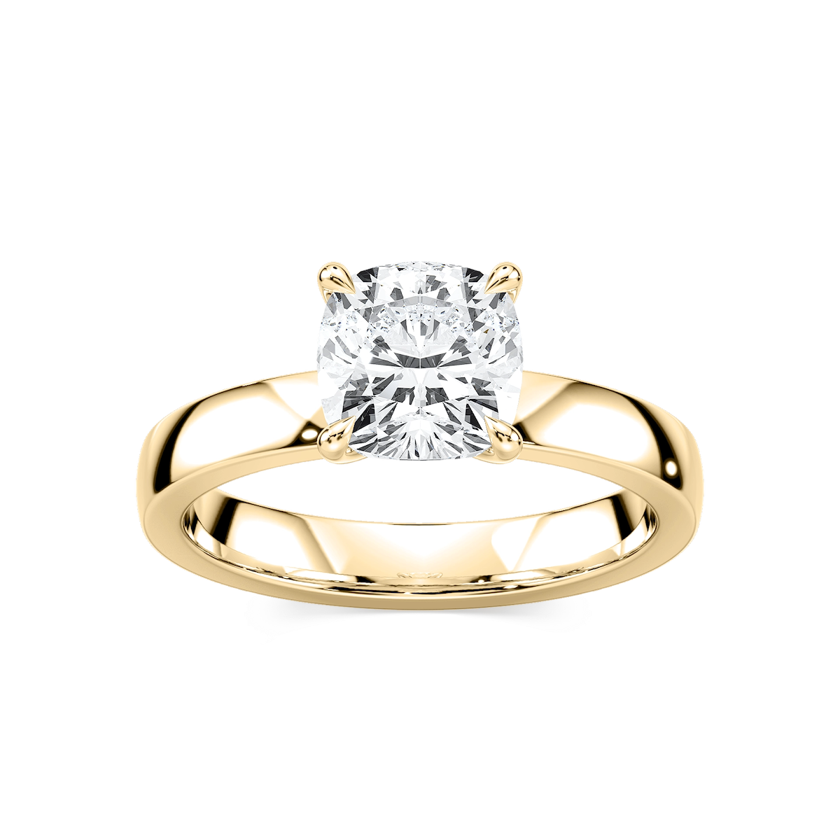 Maya Cushion Lab Grown Diamond 3mm Cigar Band Solitaire Engagement Ring