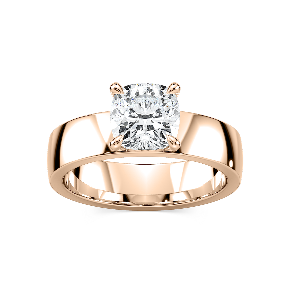 Maya Cushion Lab Grown Diamond 5mm Cigar Band Solitaire Engagement Ring