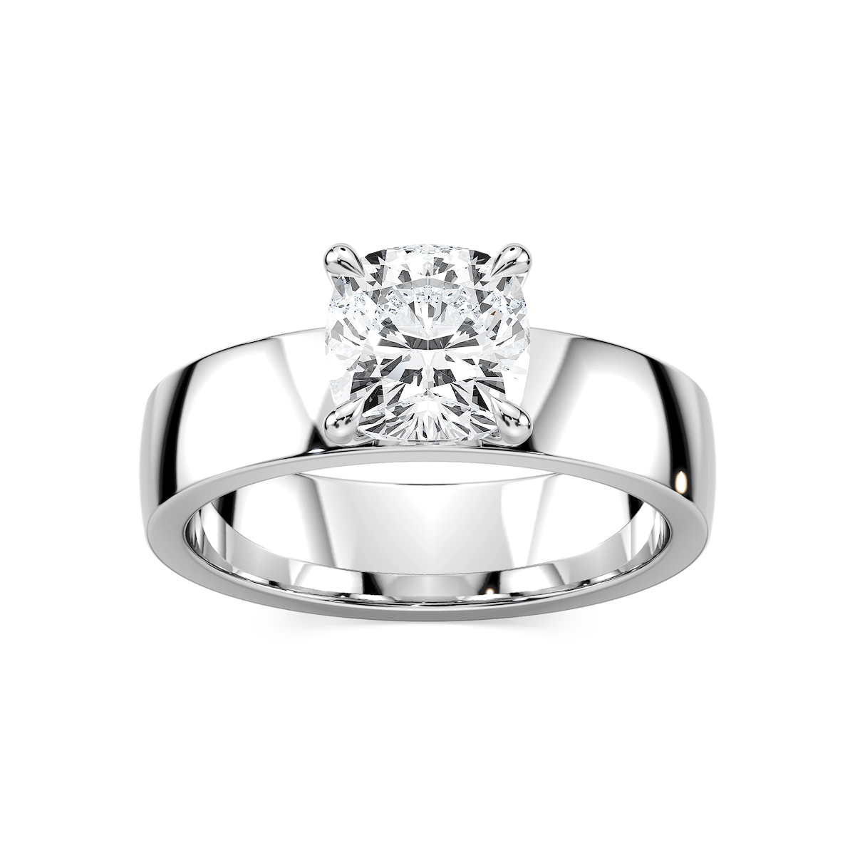 Maya Cushion Lab Grown Diamond 5mm Cigar Band Solitaire Engagement Ring