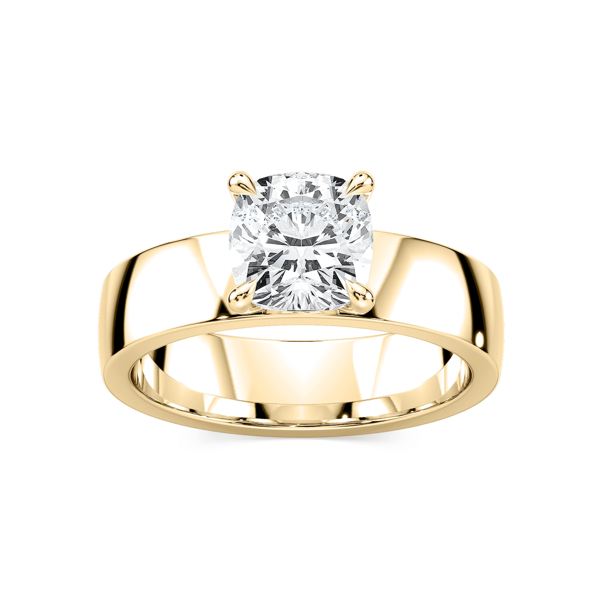 Maya Cushion Lab Grown Diamond 5mm Cigar Band Solitaire Engagement Ring