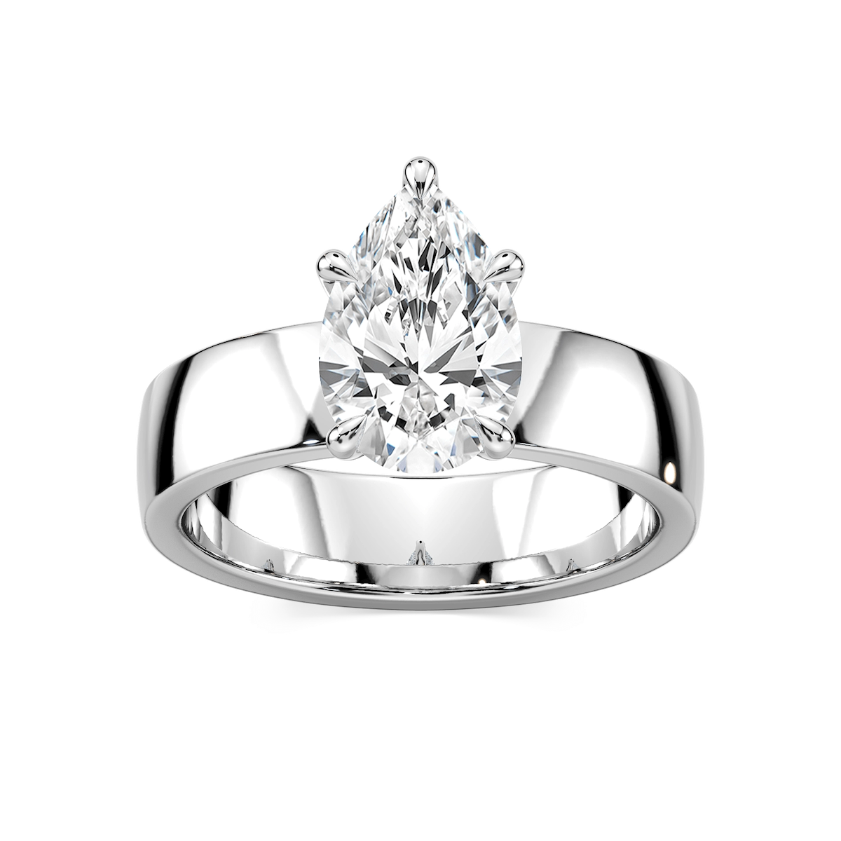 Maya Pear Lab Grown Diamond 5mm Cigar Band Solitaire Engagement Ring