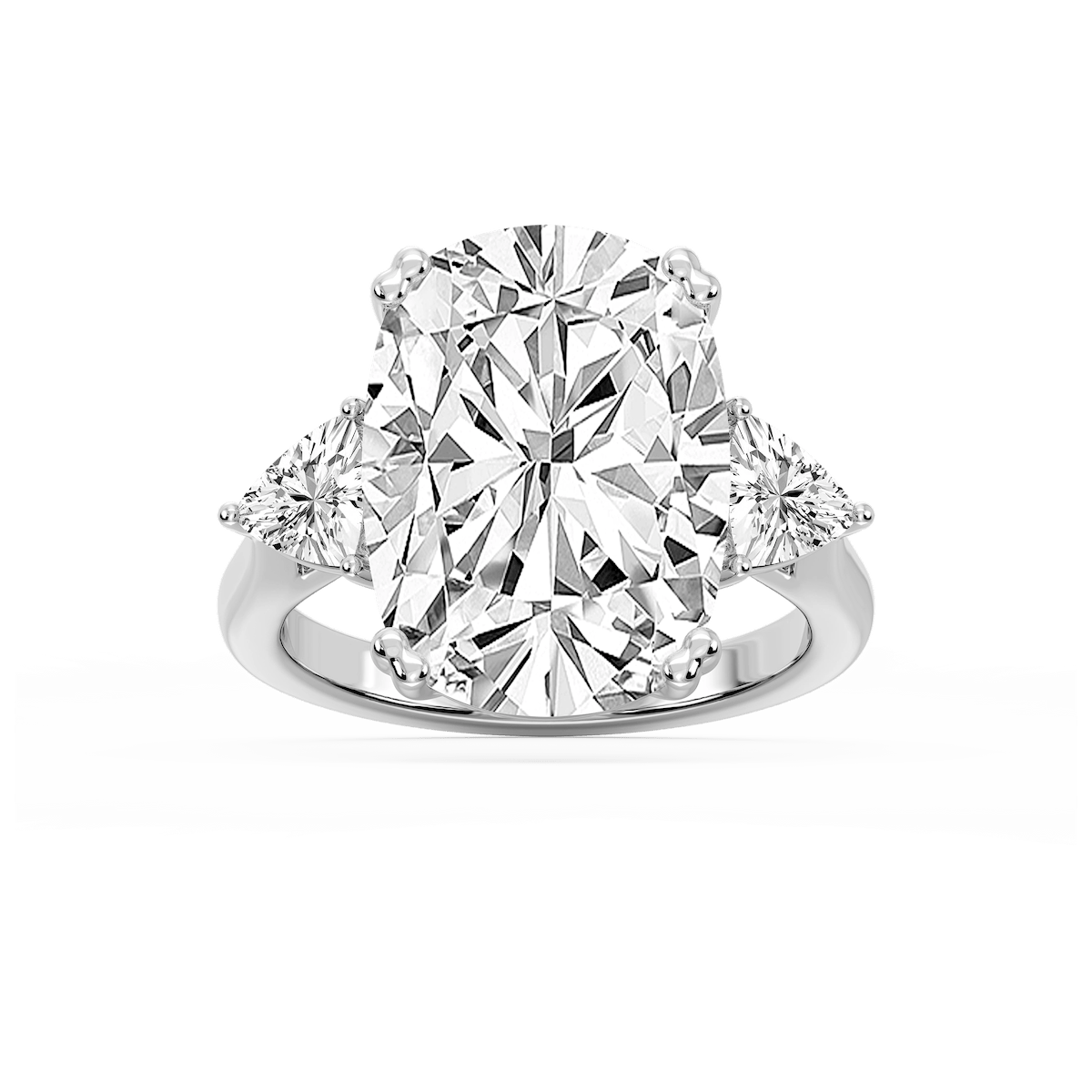 Meghan 16 ctw Elongated Cushion Lab Grown Diamond Three Stone Engagement Ring - Signature Collection