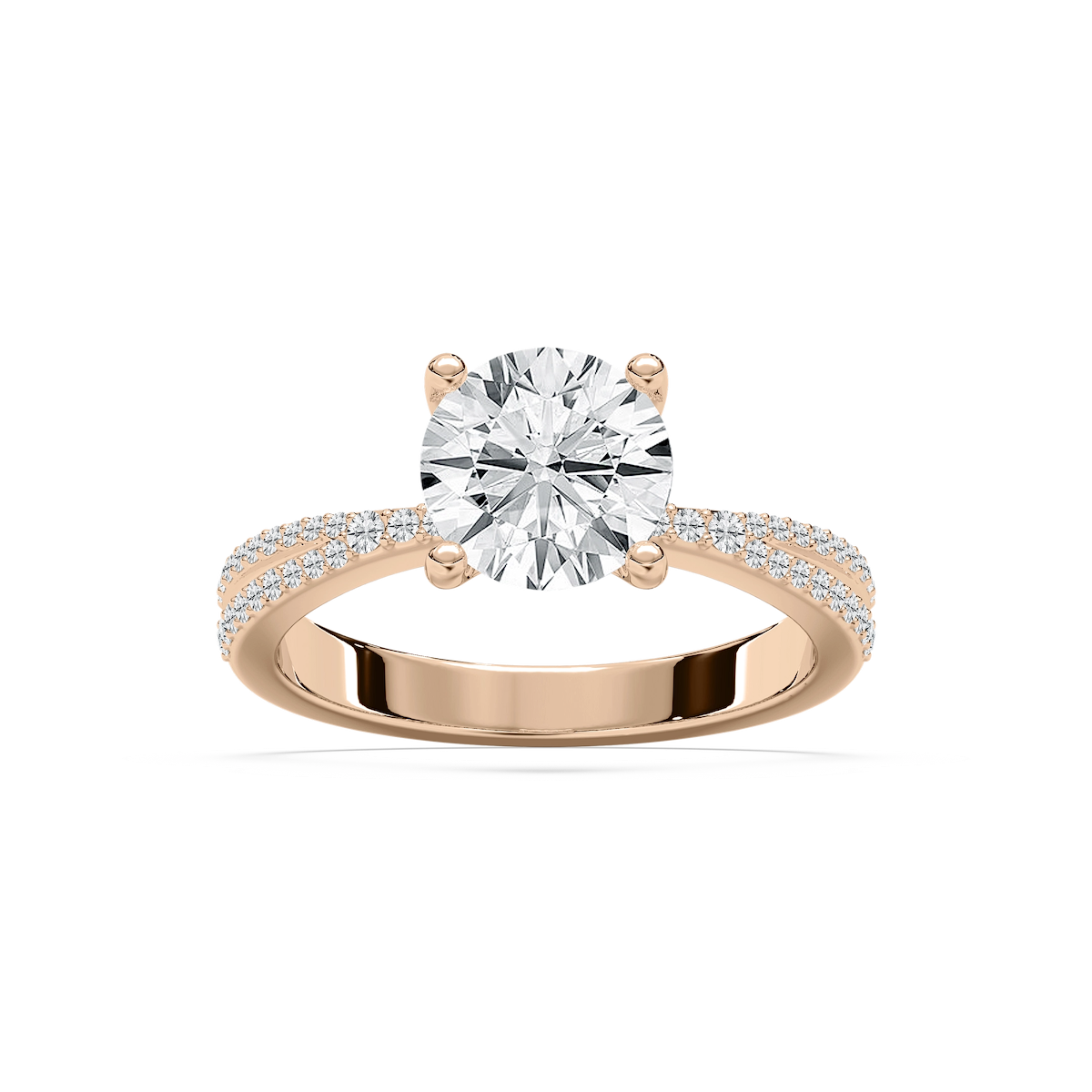Meline 2 ¹⁄₅ ctw Round Lab Grown Diamond Split Pave Side Stone Engagement Ring