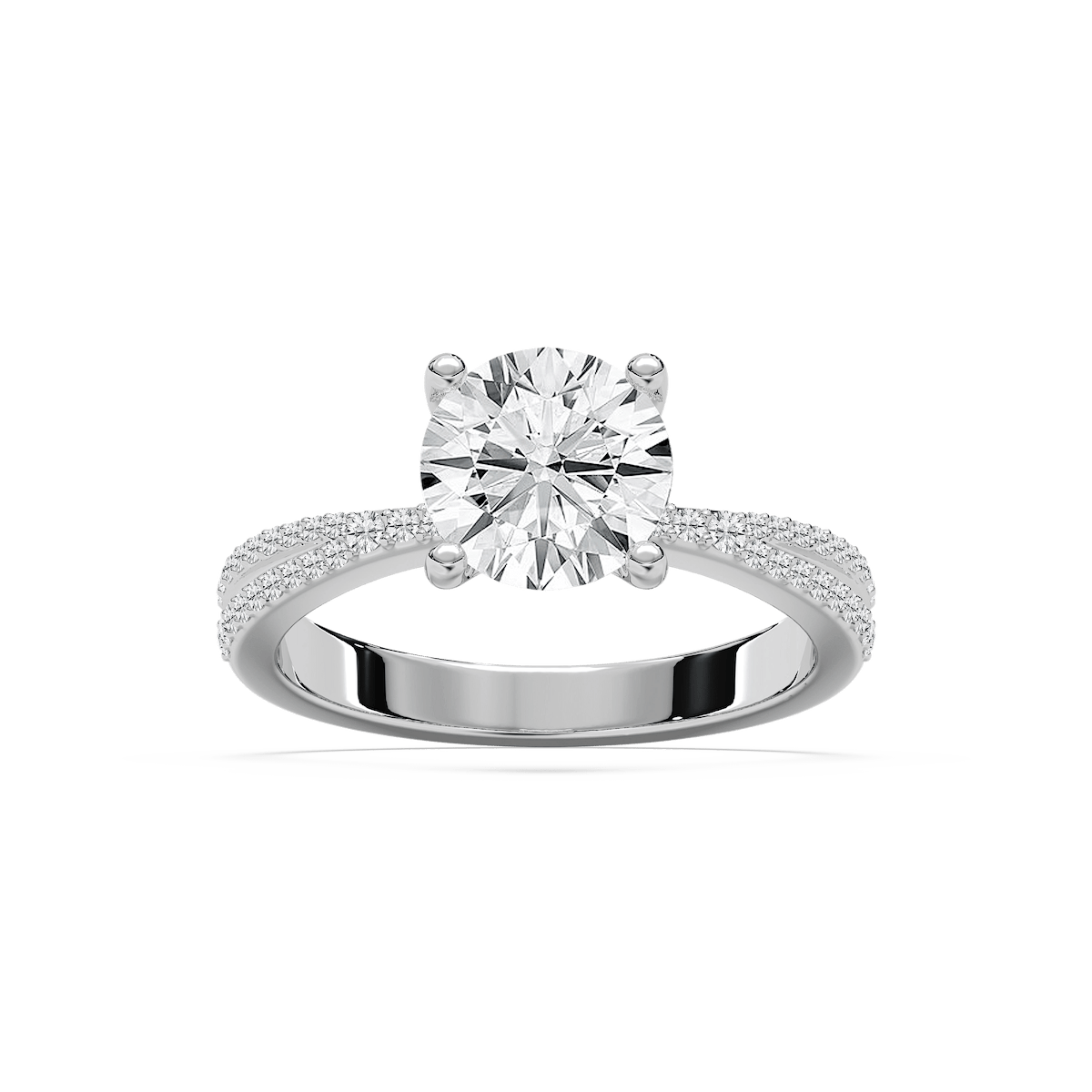 Meline 2 ¹⁄₅ ctw Round Lab Grown Diamond Split Pave Side Stone Engagement Ring