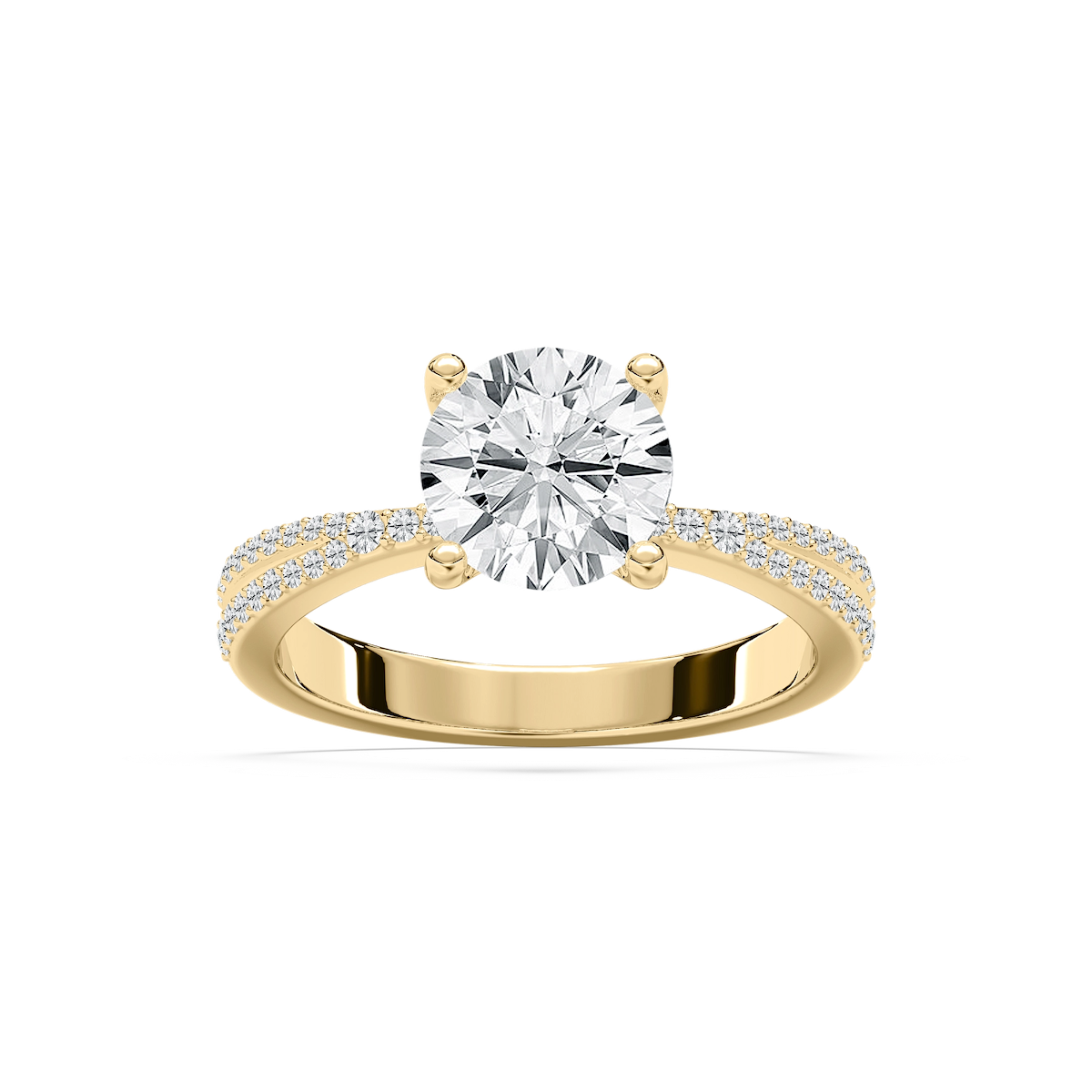 Meline 2 ¹⁄₅ ctw Round Lab Grown Diamond Split Pave Side Stone Engagement Ring