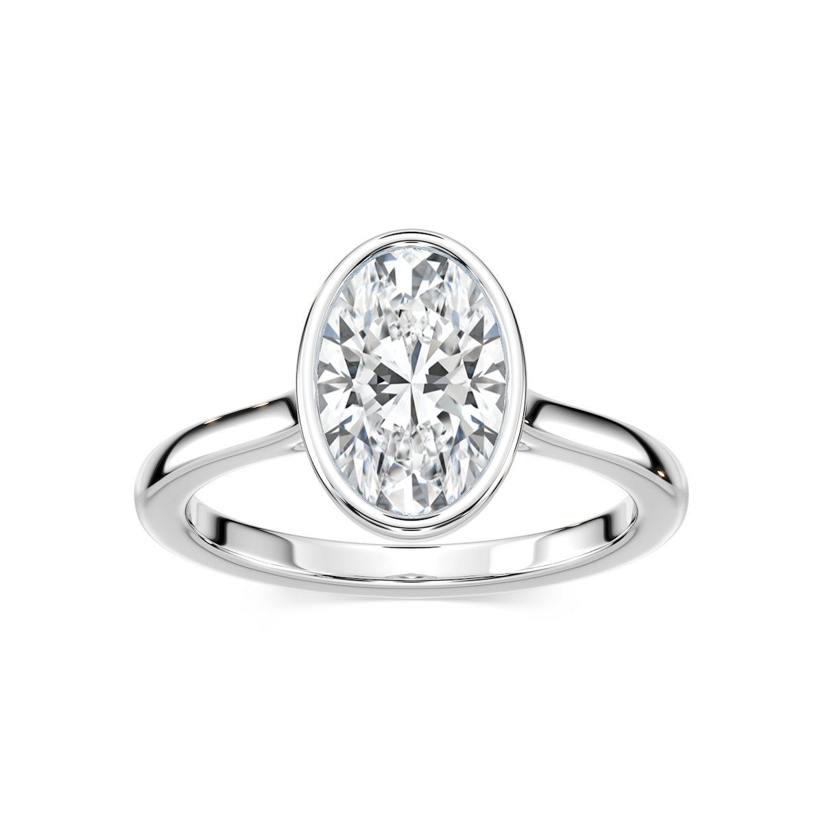 Melodie Oval Lab Grown Diamond Bezel Solitaire Engagement Ring