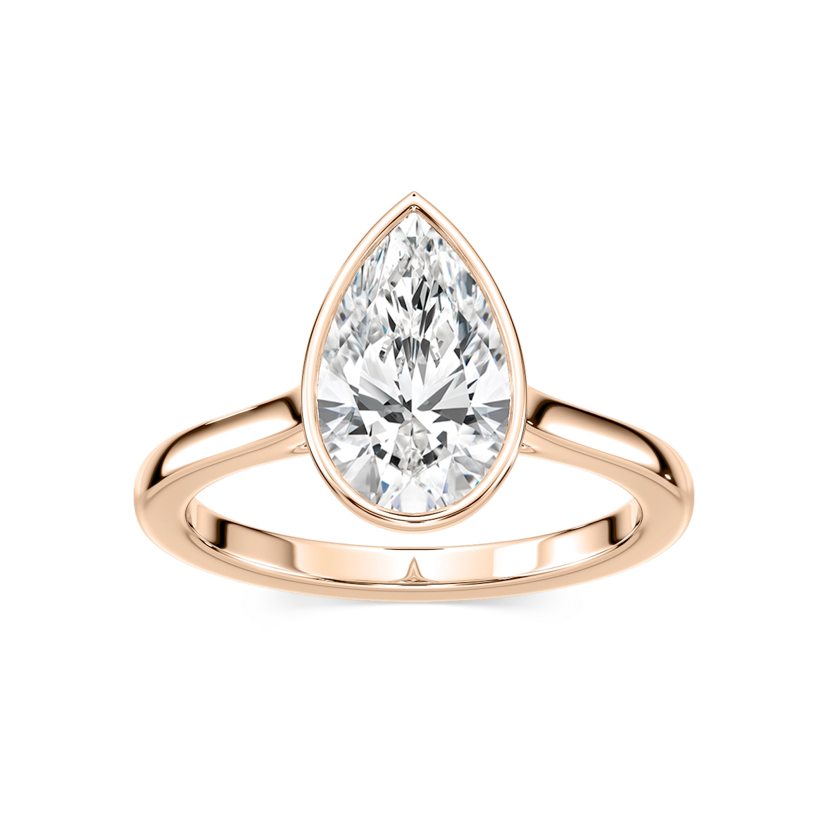 Melodie Pear Lab Grown Diamond Bezel Solitaire Engagement Ring