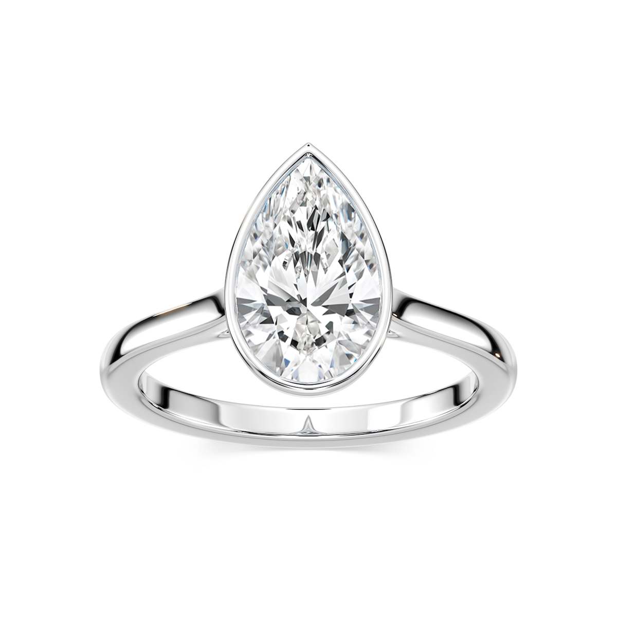 Melodie Pear Lab Grown Diamond Bezel Solitaire Engagement Ring