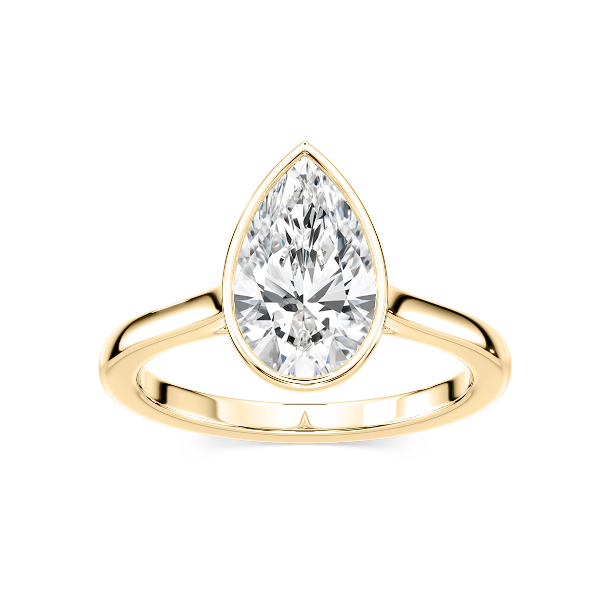 Melodie Pear Lab Grown Diamond Bezel Solitaire Engagement Ring