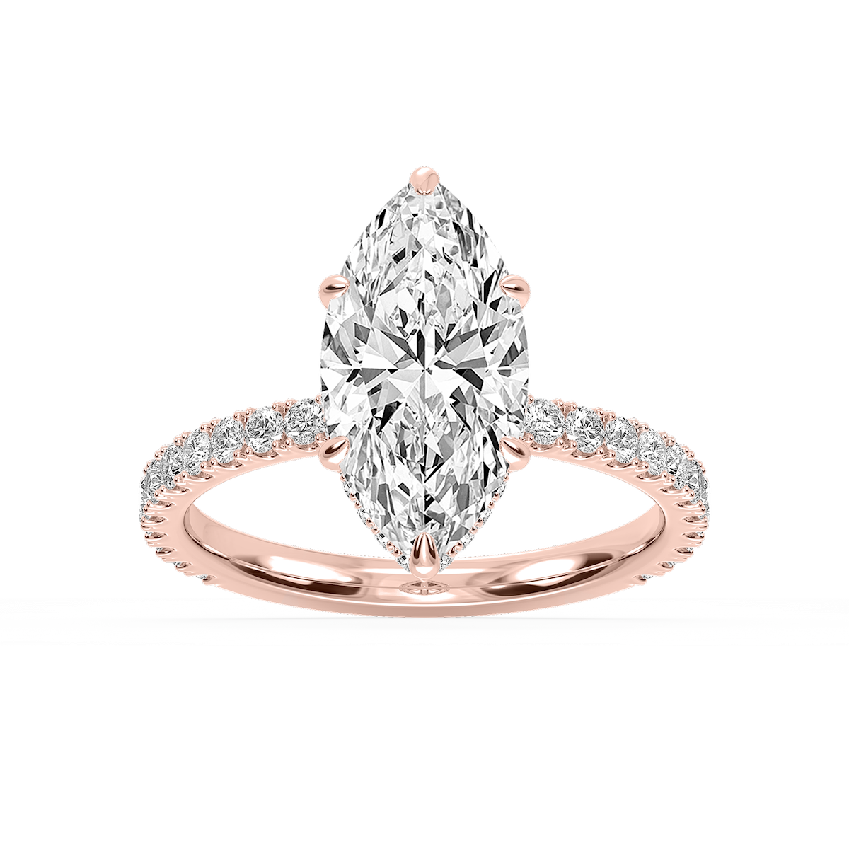 Michelle Round Lab Grown Diamond Pave Collar Claw Prong Side Stone Engagement Ring