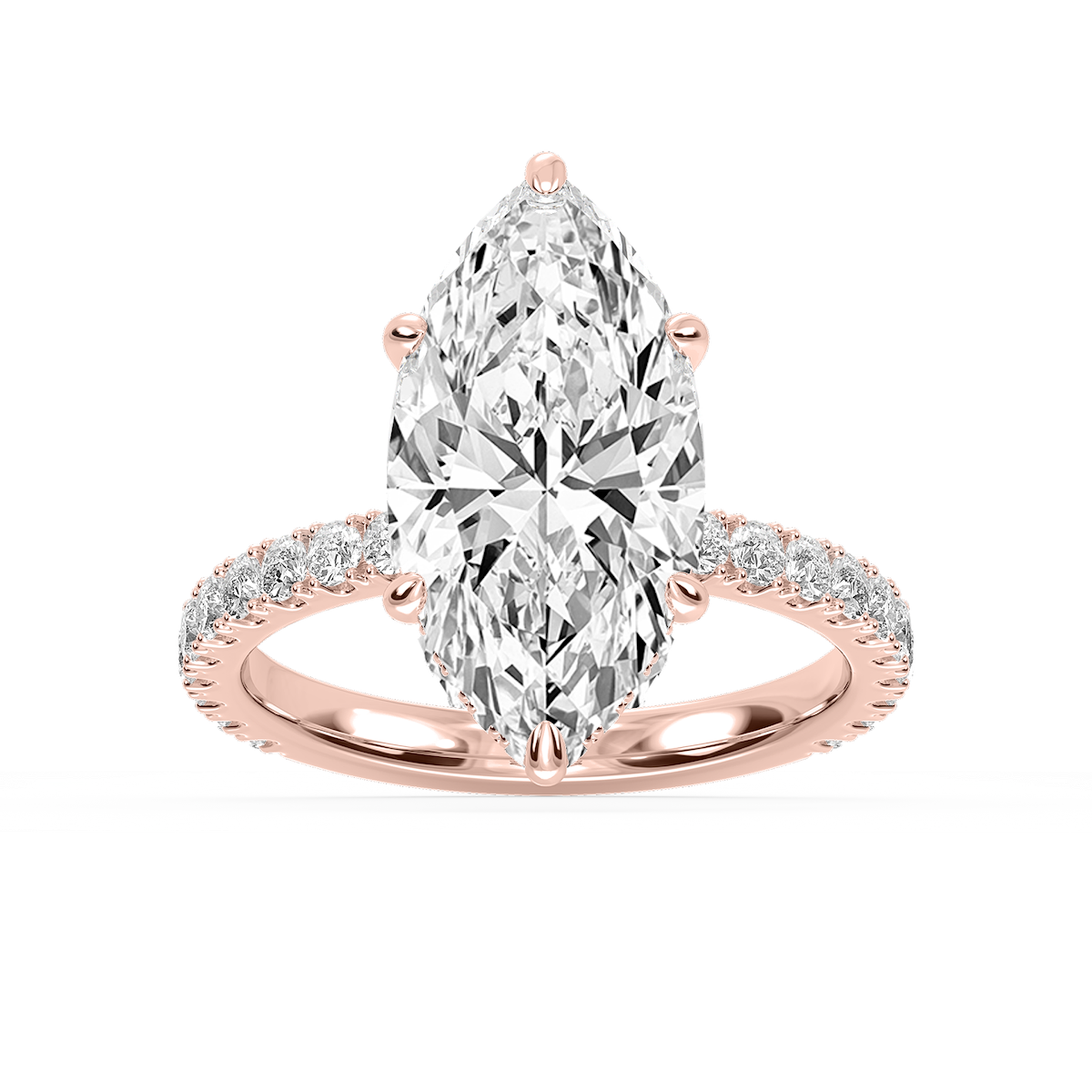 Michelle Round Lab Grown Diamond Pave Collar Claw Prong Side Stone Engagement Ring
