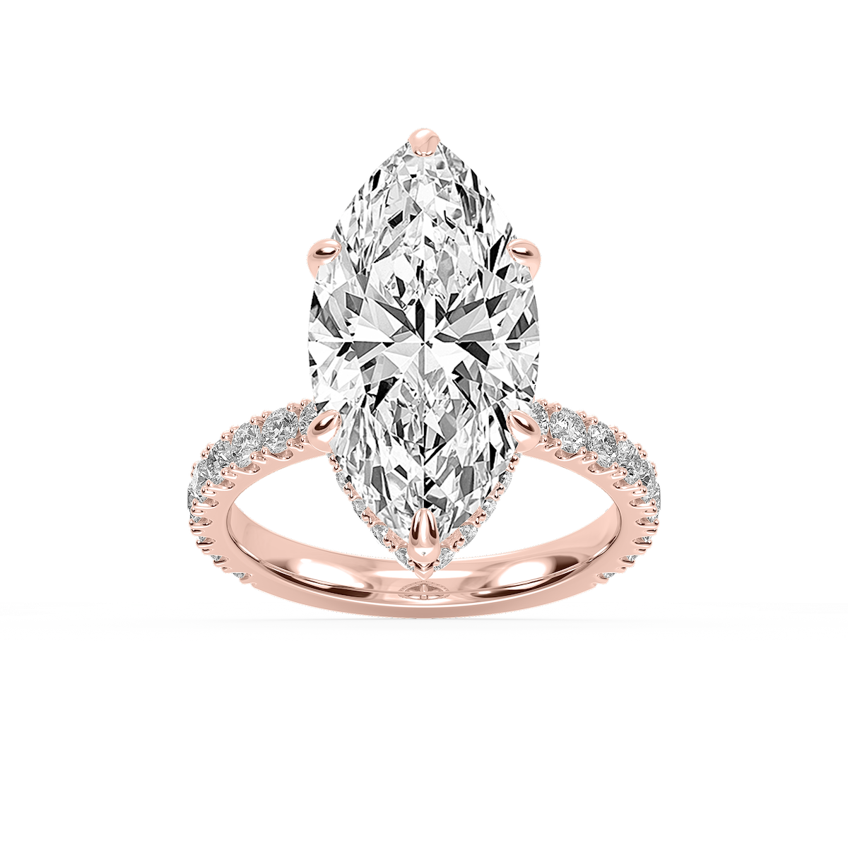 Michelle Round Lab Grown Diamond Pave Collar Claw Prong Side Stone Engagement Ring