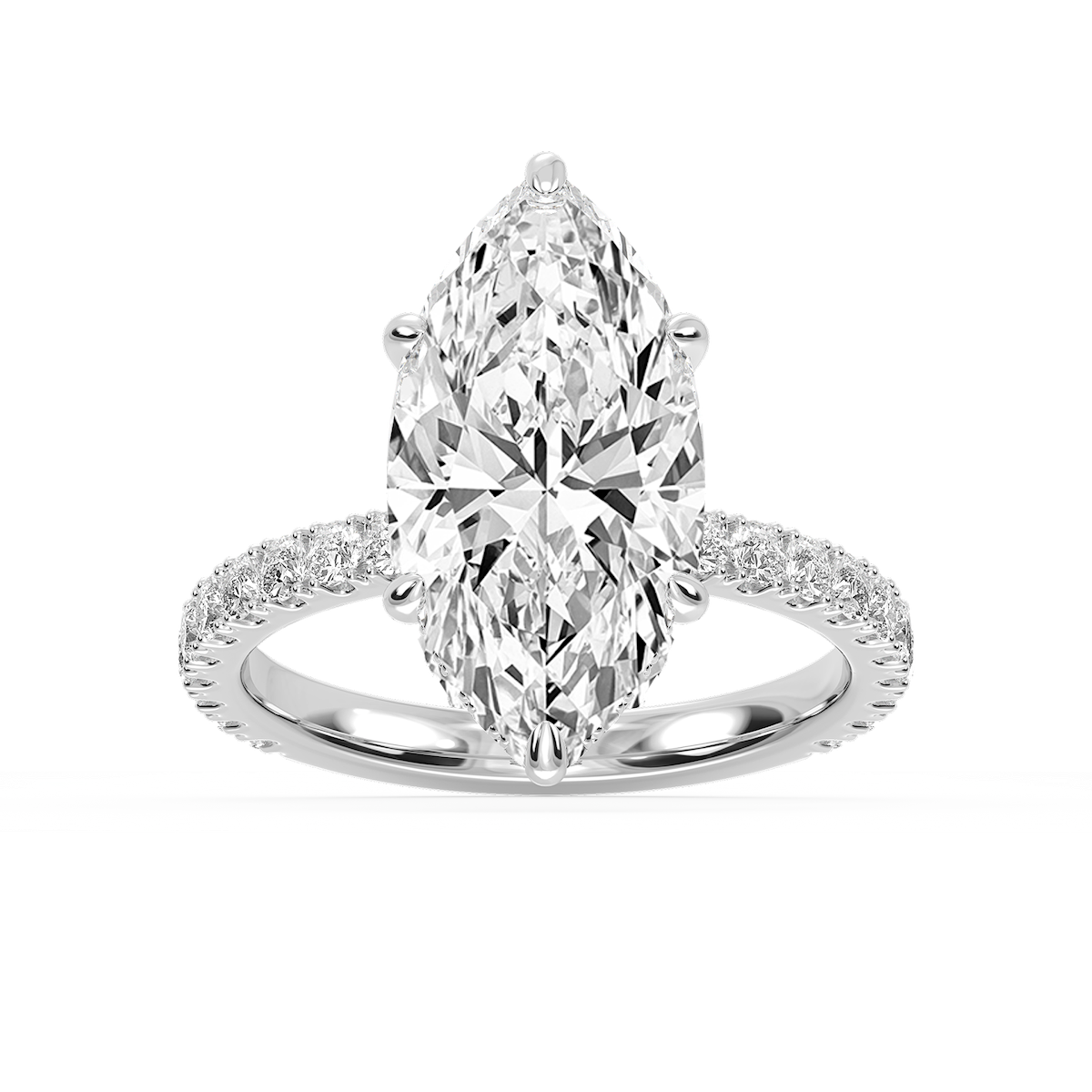 Michelle Round Lab Grown Diamond Pave Collar Claw Prong Side Stone Engagement Ring
