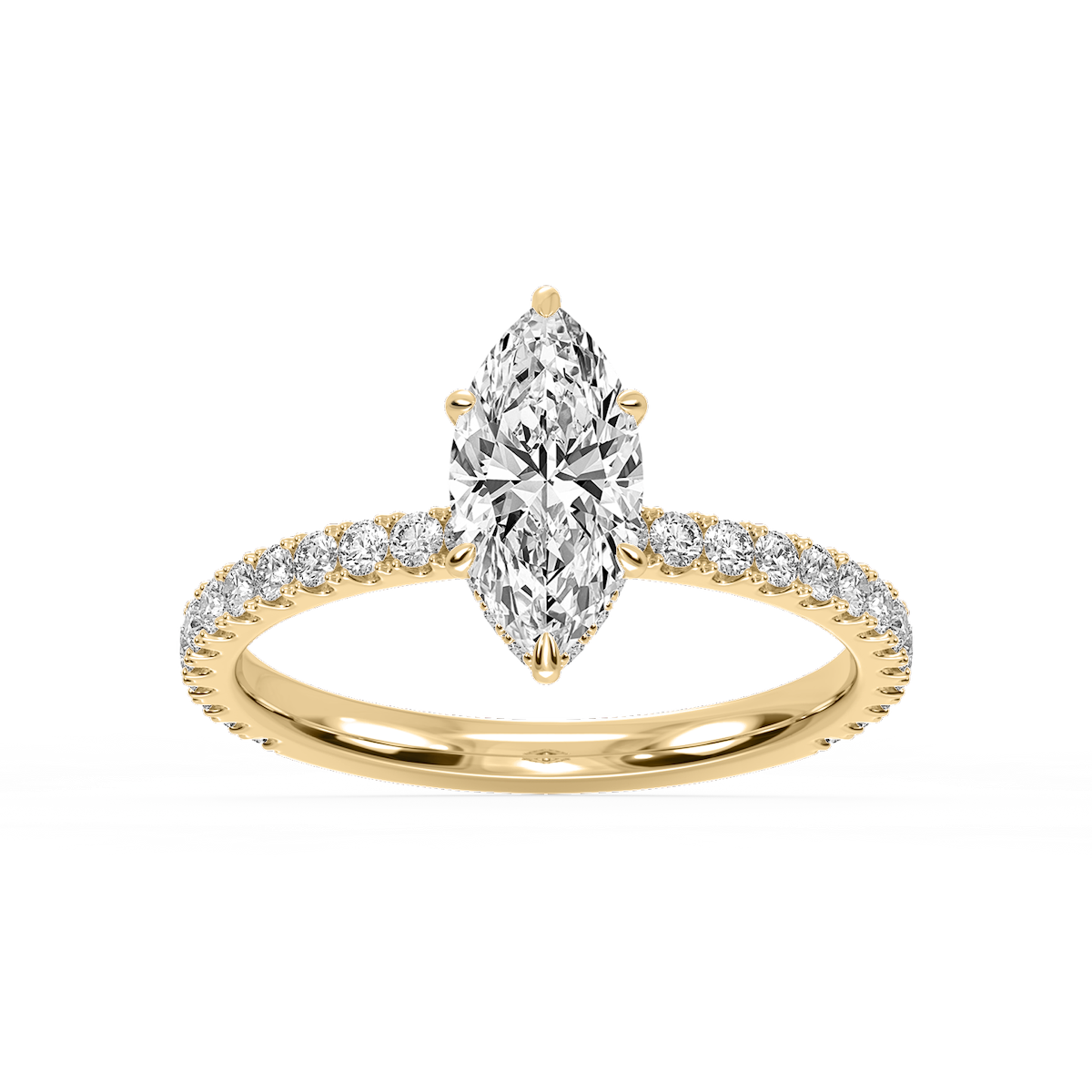 Michelle Round Lab Grown Diamond Pave Collar Claw Prong Side Stone Engagement Ring
