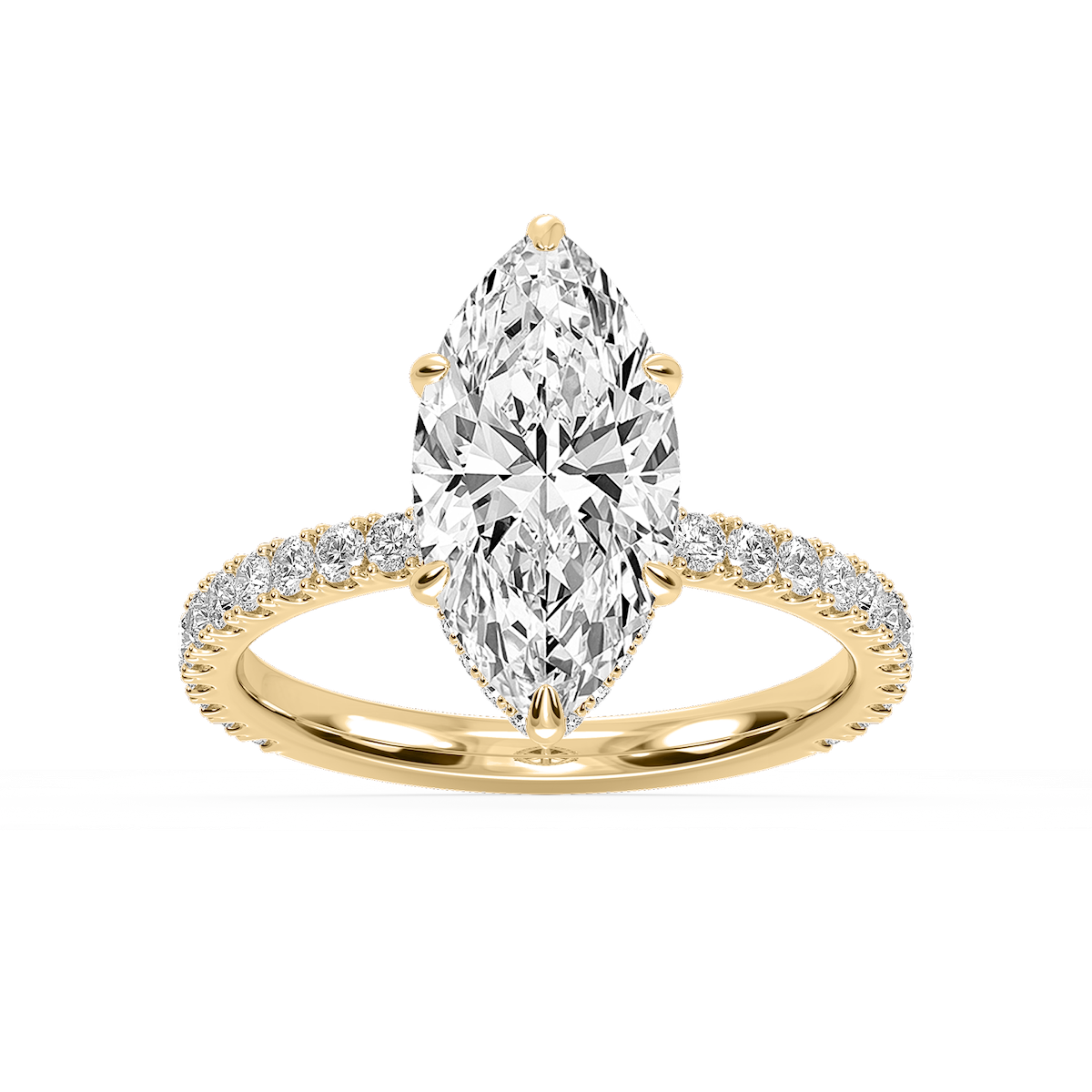 Michelle Round Lab Grown Diamond Pave Collar Claw Prong Side Stone Engagement Ring