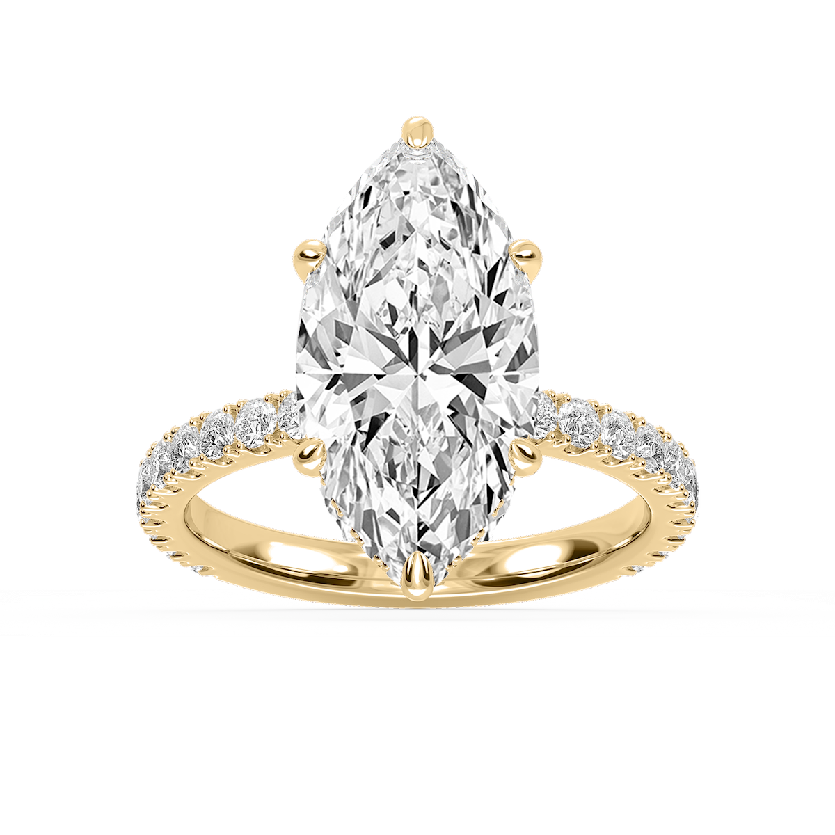 Michelle Round Lab Grown Diamond Pave Collar Claw Prong Side Stone Engagement Ring