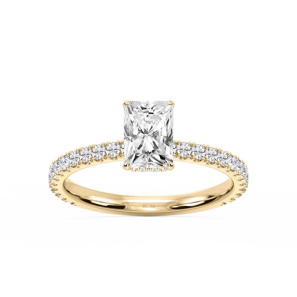 Michelle Radiant Lab Grown Diamond Pave Collar Claw Prong Side Stone Engagement Ring
