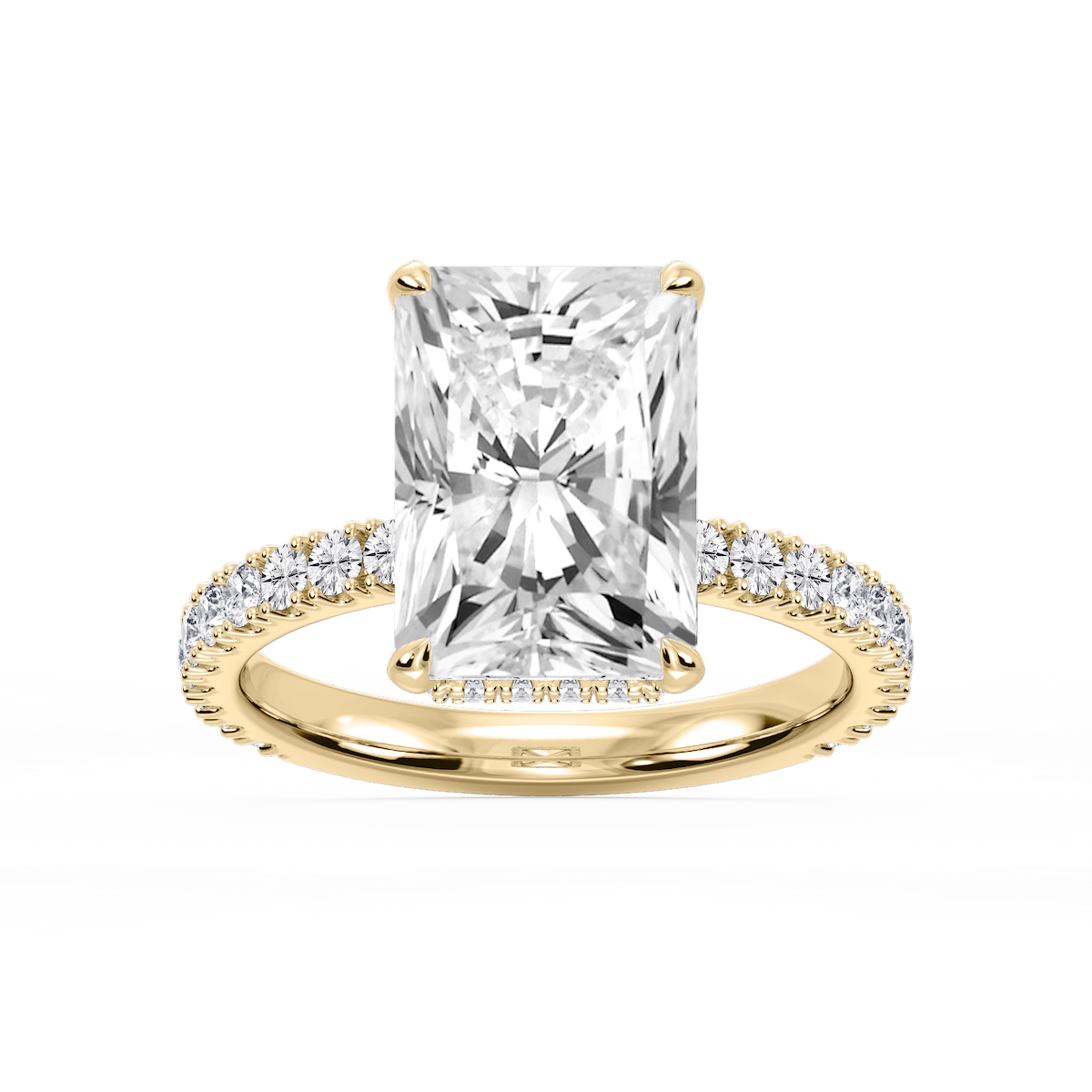 Michelle Radiant Lab Grown Diamond Pave Collar Claw Prong Side Stone Engagement Ring