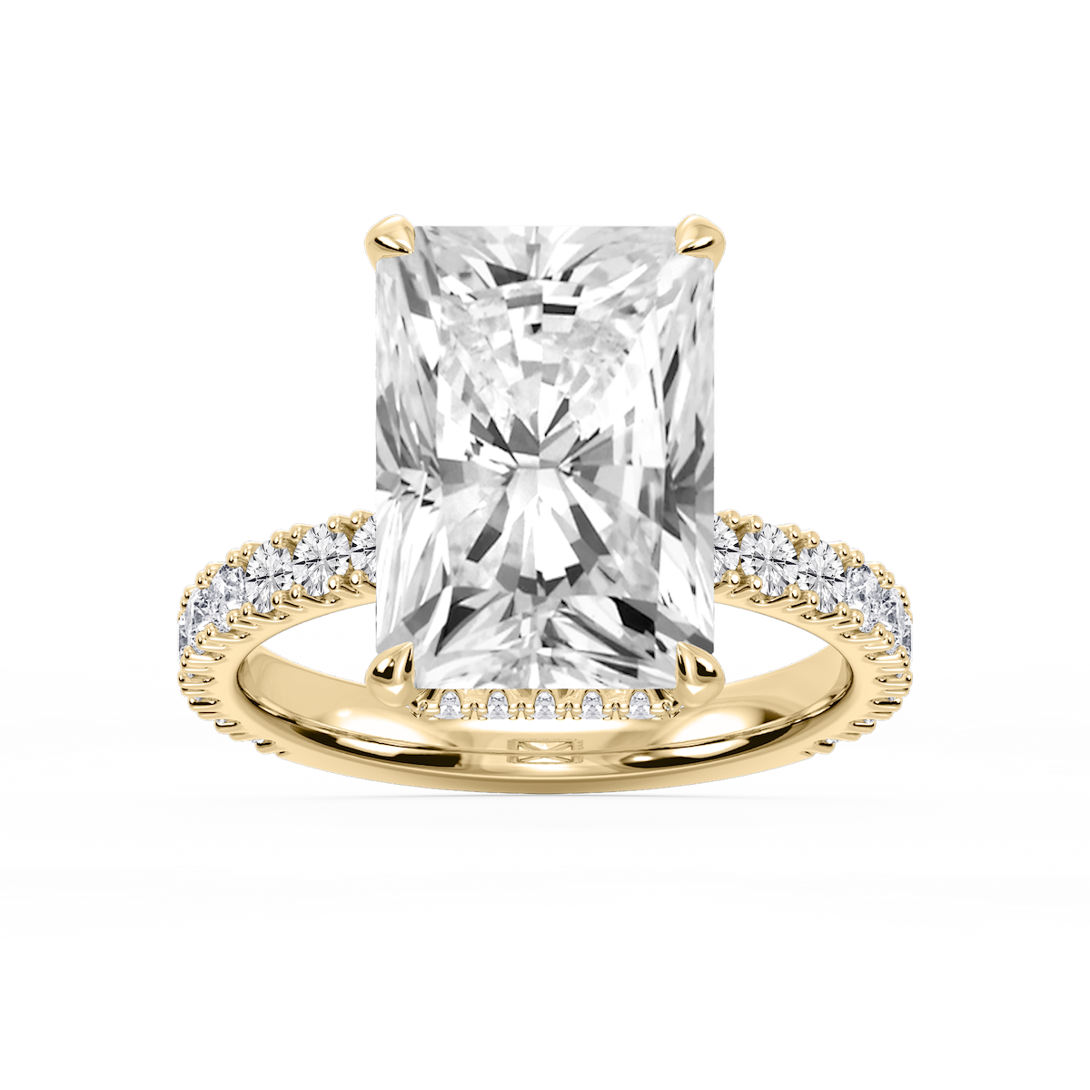 Michelle Radiant Lab Grown Diamond Pave Collar Claw Prong Side Stone Engagement Ring