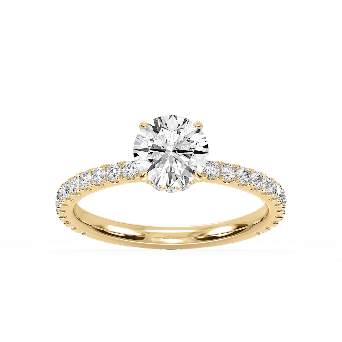 Michelle Round Lab Grown Diamond Pave Collar Claw Prong Side Stone Engagement Ring