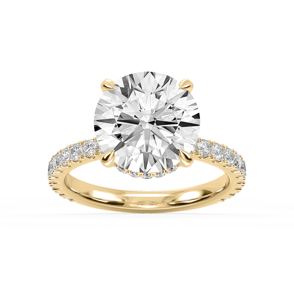 Michelle Round Lab Grown Diamond Pave Collar Claw Prong Side Stone Engagement Ring