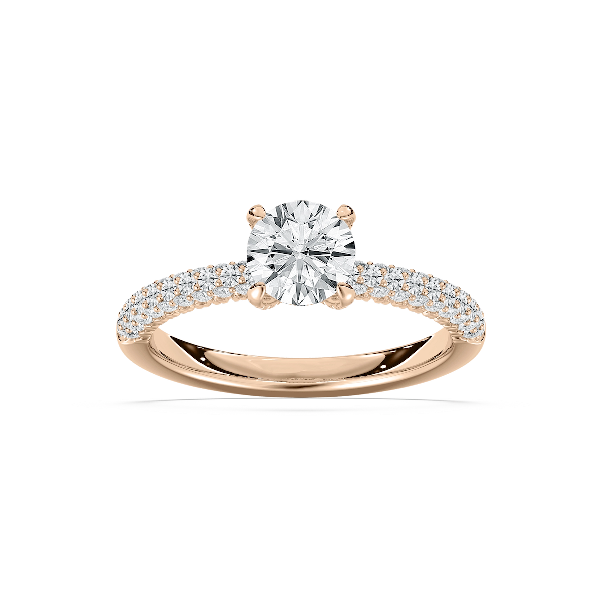 Winnie 1 ⁵⁄₈ ctw Round Lab Grown Diamond Micropave Side Stone Engagement Ring
