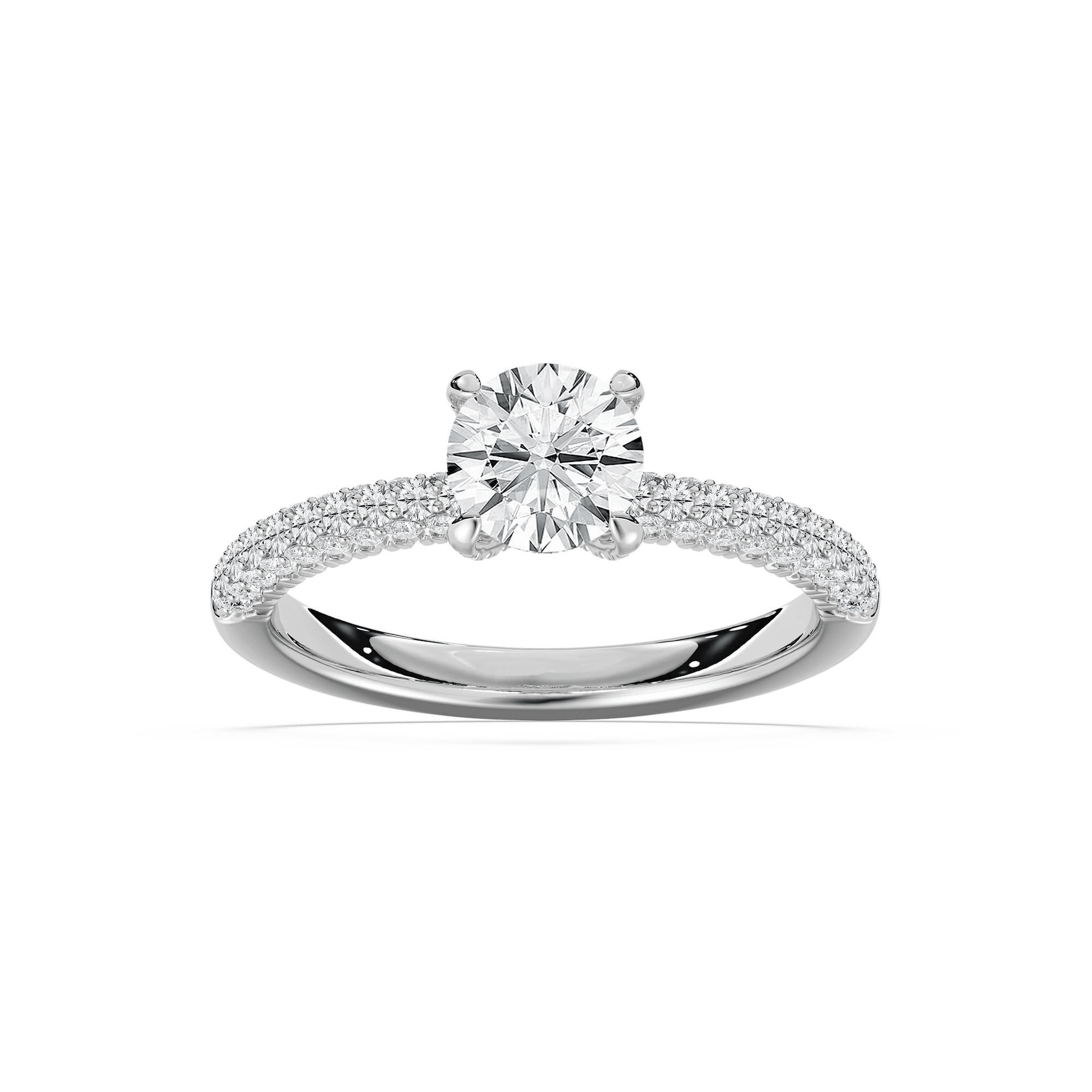 Winnie 1 ⁵⁄₈ ctw Round Lab Grown Diamond Micropave Side Stone Engagement Ring