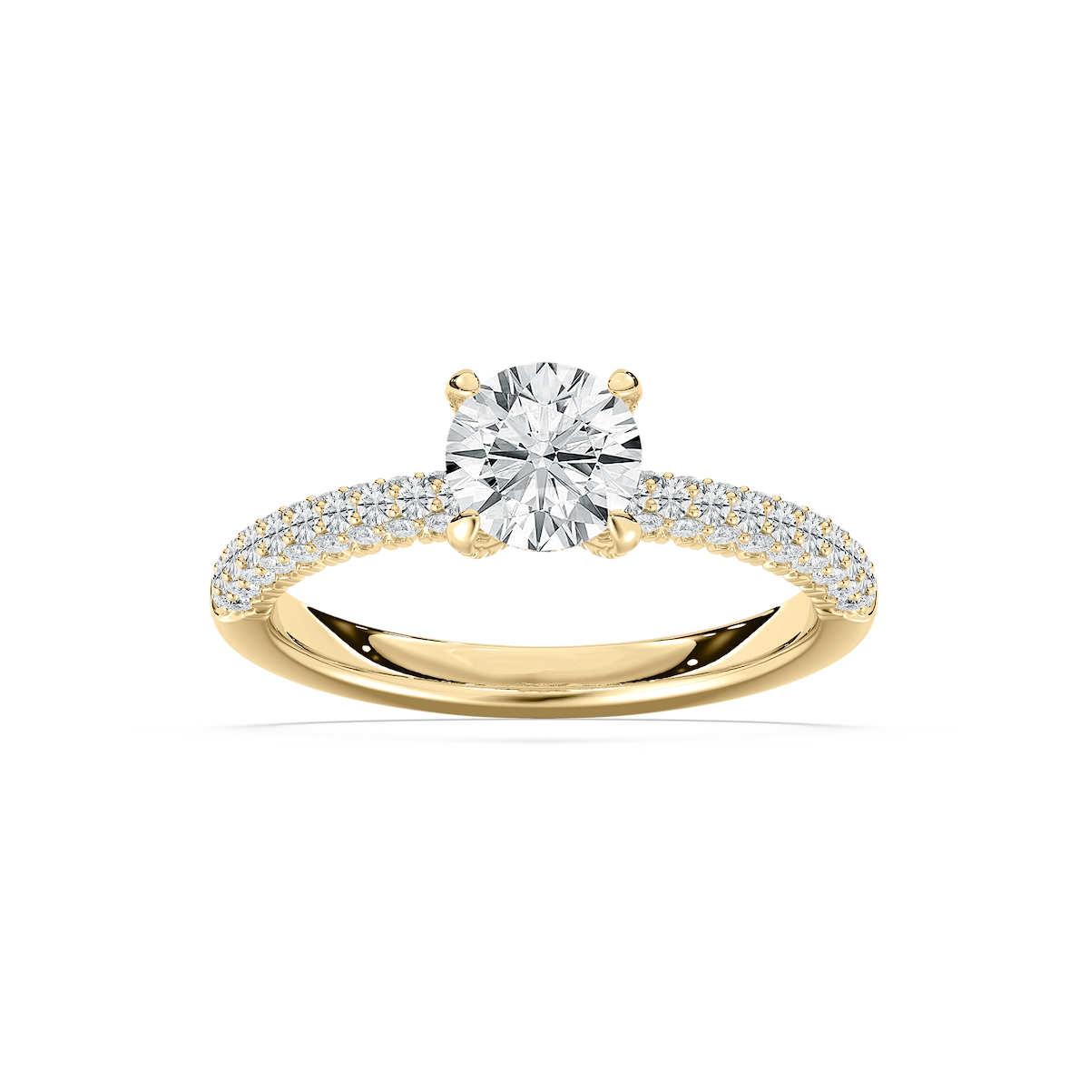 Winnie 1 ⁵⁄₈ ctw Round Lab Grown Diamond Micropave Side Stone Engagement Ring