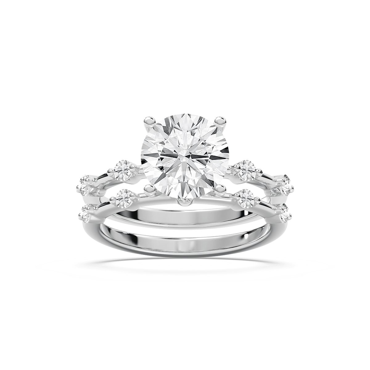 Mila 2 ⅝ ctw Round Lab Grown Diamond Station Wedding Set