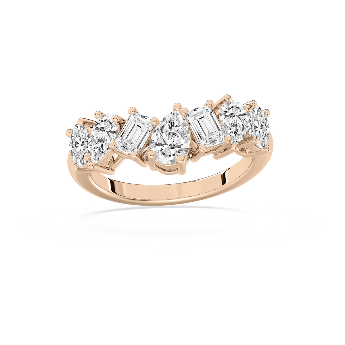 Rory 2 ctw Emerald, Pear and Oval Lab Grown Diamond Mixed Shape Curved Band