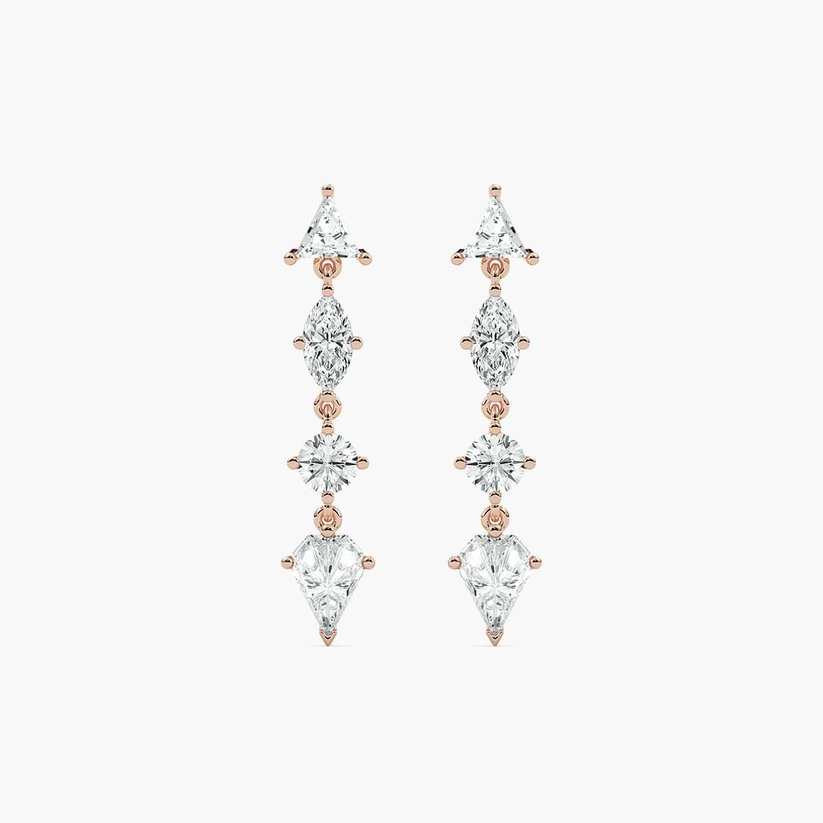3 ³/₄ ctw Triangle, Marquise, Shield, and Round Lab Grown Diamond Dangle Earrings