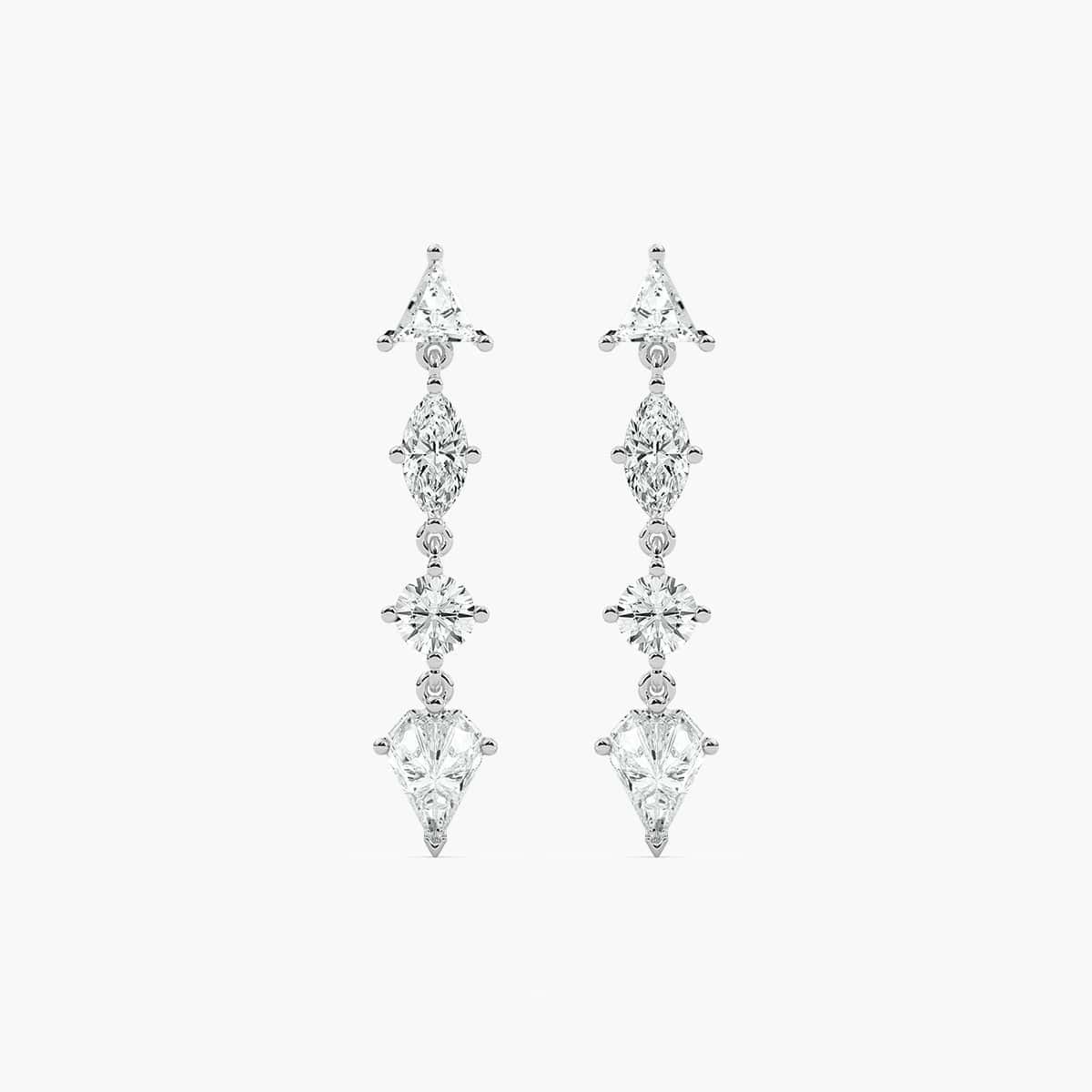 3 ³/₄ ctw Triangle, Marquise, Shield, and Round Lab Grown Diamond Dangle Earrings