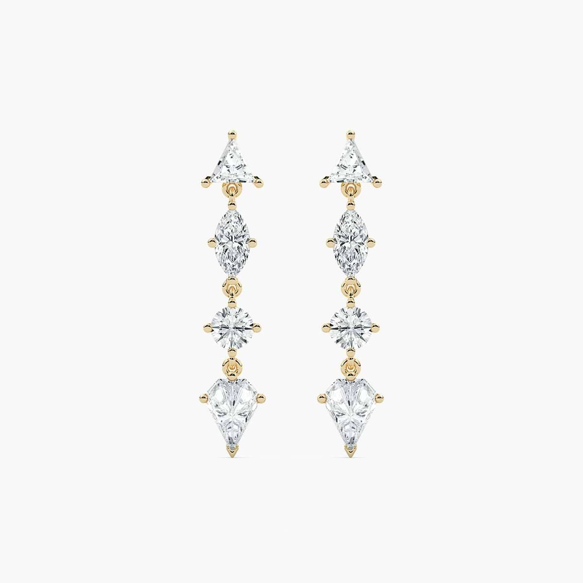 3 ³/₄ ctw Triangle, Marquise, Shield, and Round Lab Grown Diamond Dangle Earrings