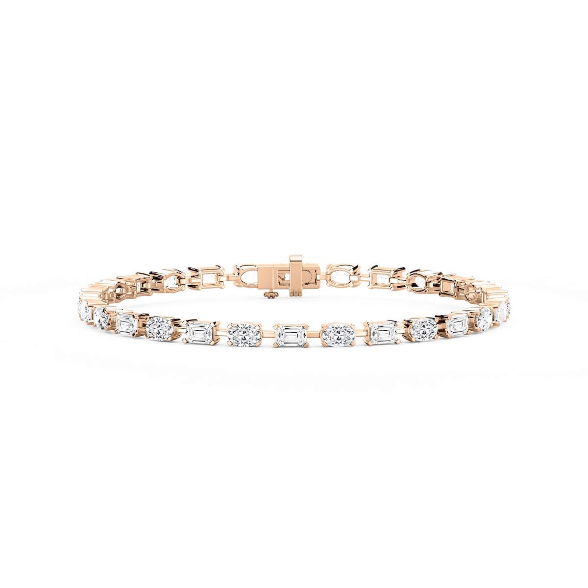 7 ctw Emerald and Oval Lab Grown Diamond Bar Link Tennis Bracelet  - 7 Inches