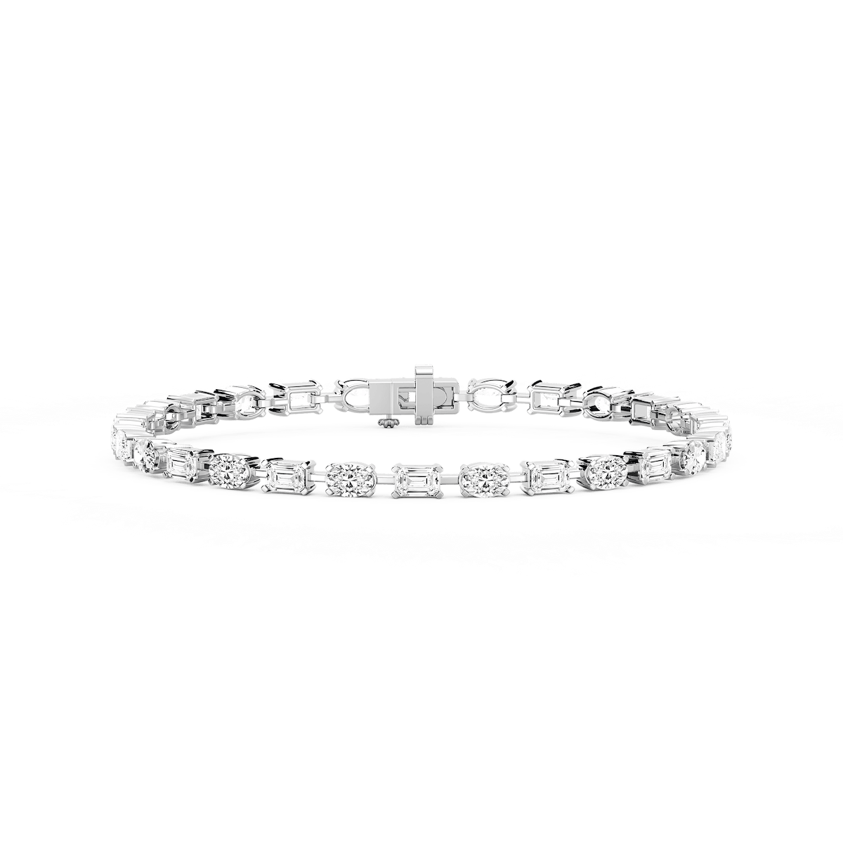 7 ctw Emerald and Oval Lab Grown Diamond Bar Link Tennis Bracelet  - 7 Inches
