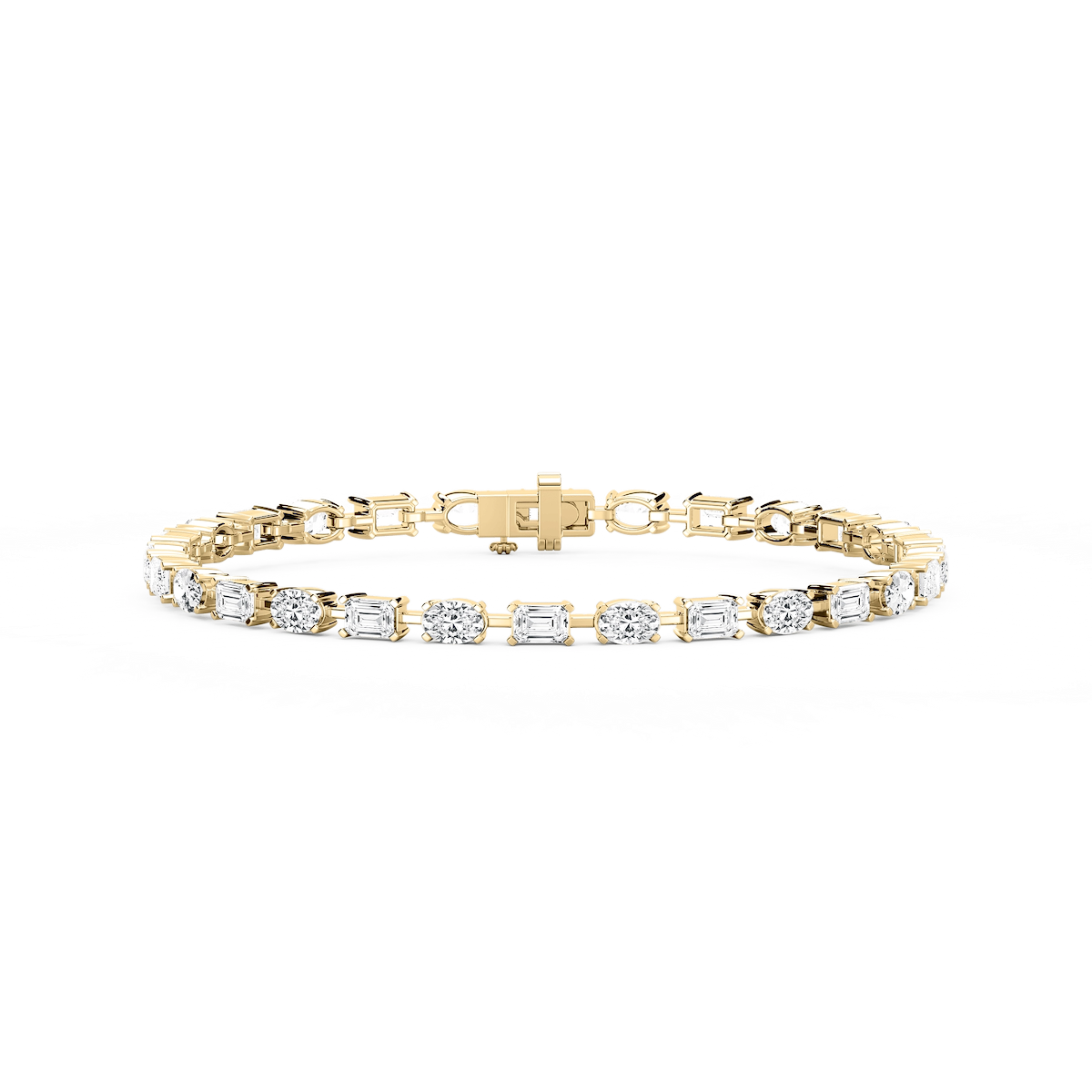 7 ctw Emerald and Oval Lab Grown Diamond Bar Link Tennis Bracelet  - 7 Inches