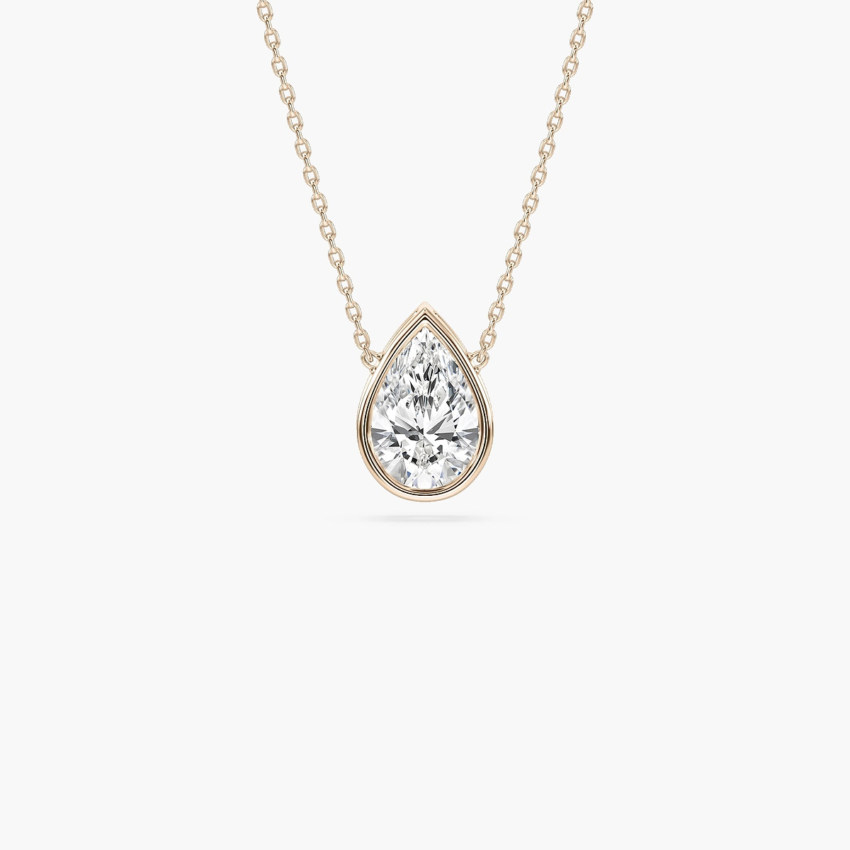 Pear Lab Grown Diamond Modern Bezel Pendant - 18 Inches