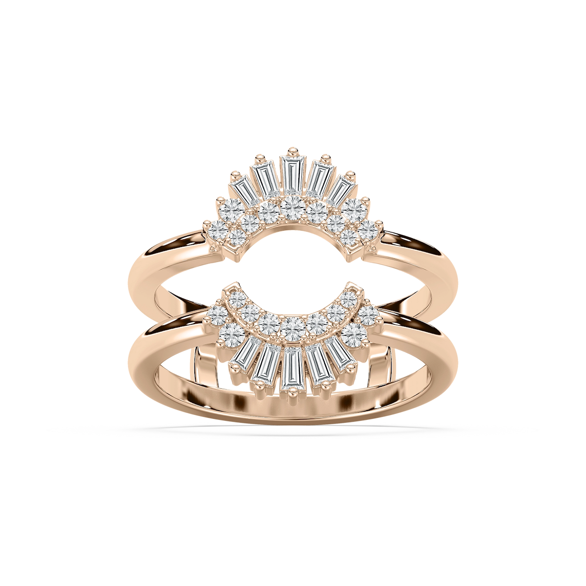 Monroe 1/2 ctw Baguette and Round Lab Grown Diamond Double Row Enhancer Curved Band