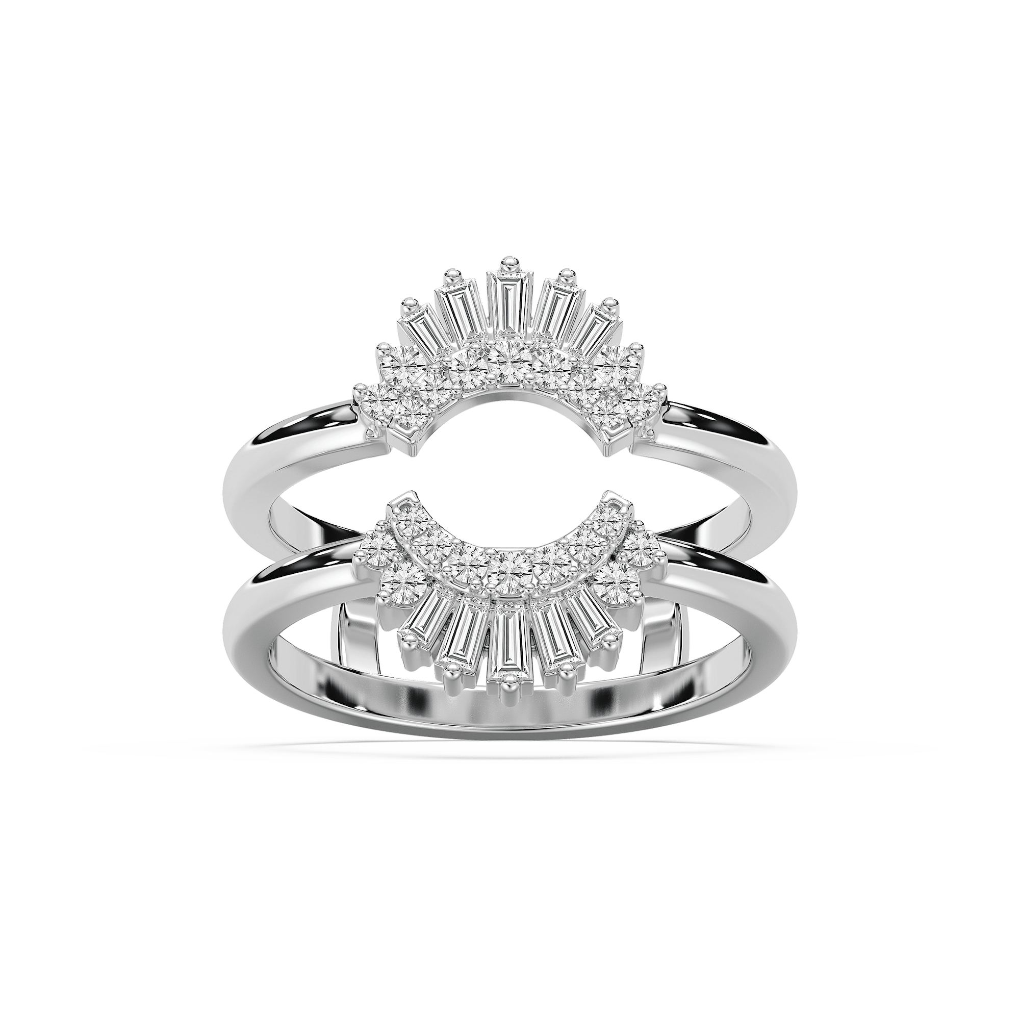 Monroe 1/2 ctw Baguette and Round Lab Grown Diamond Double Row Enhancer Curved Band